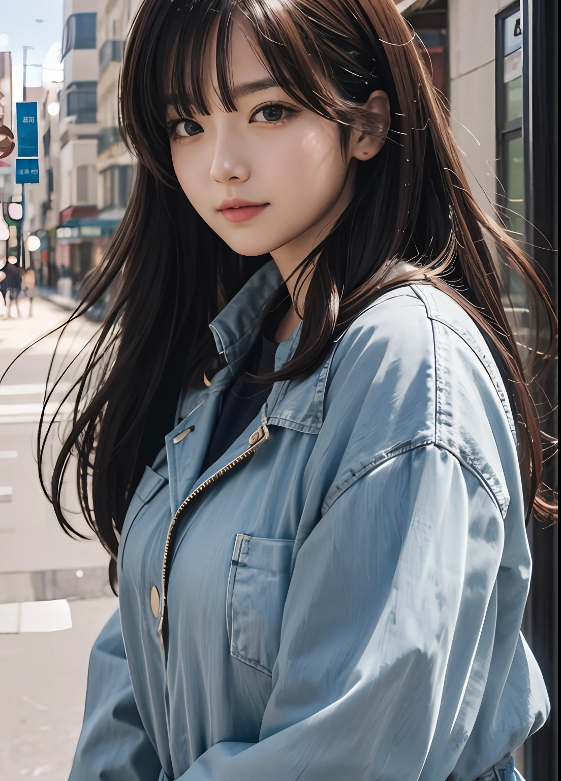 (best-quality:0.8),
(best-quality:0.8), perfect anime illustration, extreme closeup portrait of a pretty woman walking through the city