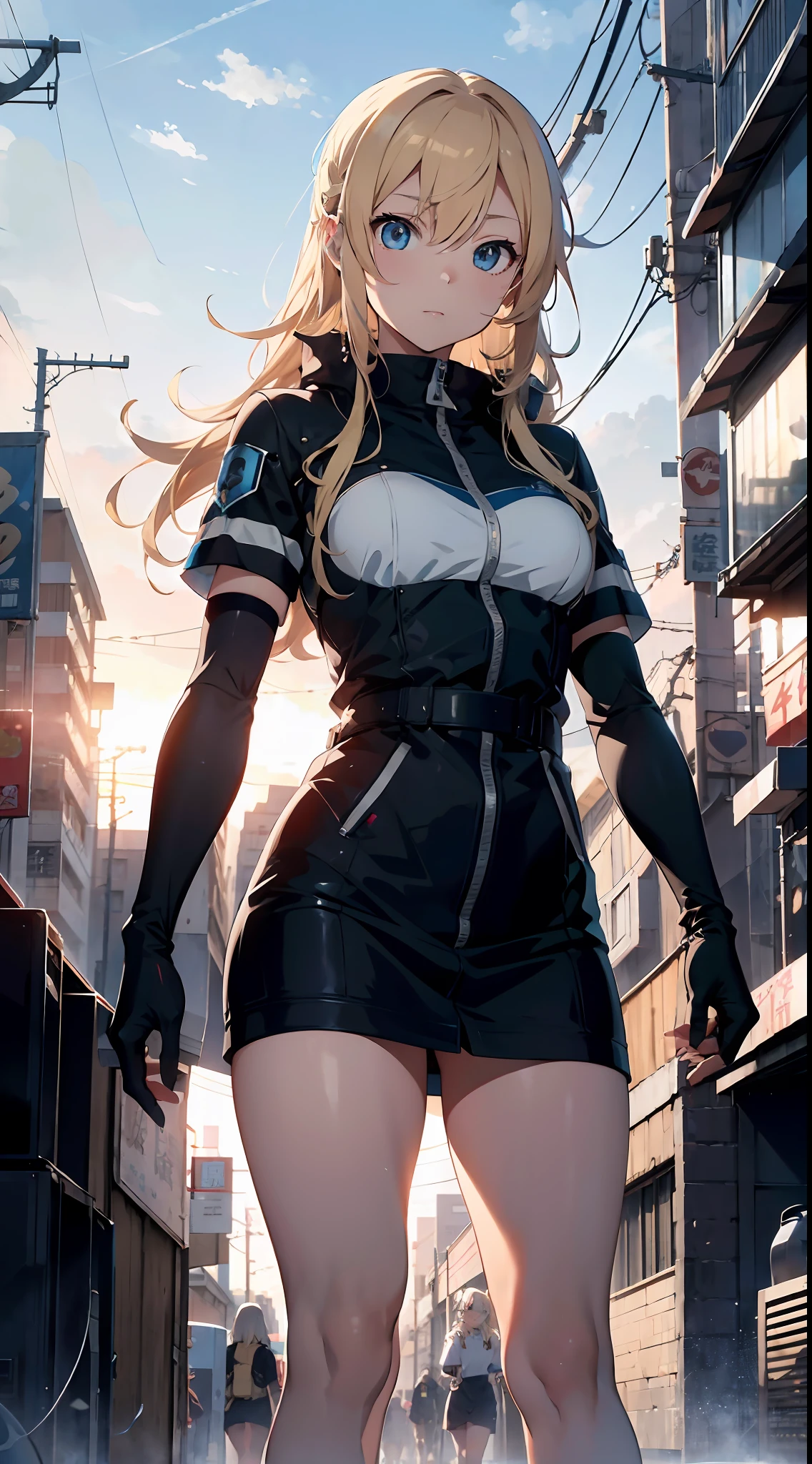Anime characters with blonde hair and blue eyes in futuristic environment, Best anime 4k konachan wallpaper, Badass anime 8 K, Key anime art, Digital cyberpunk anime art, advanced digital anime art, anime mecha aesthetic, nagito komaeda, Tall anime guy with blue eyes, handsome guy in demon killer art, Detailed digital anime art