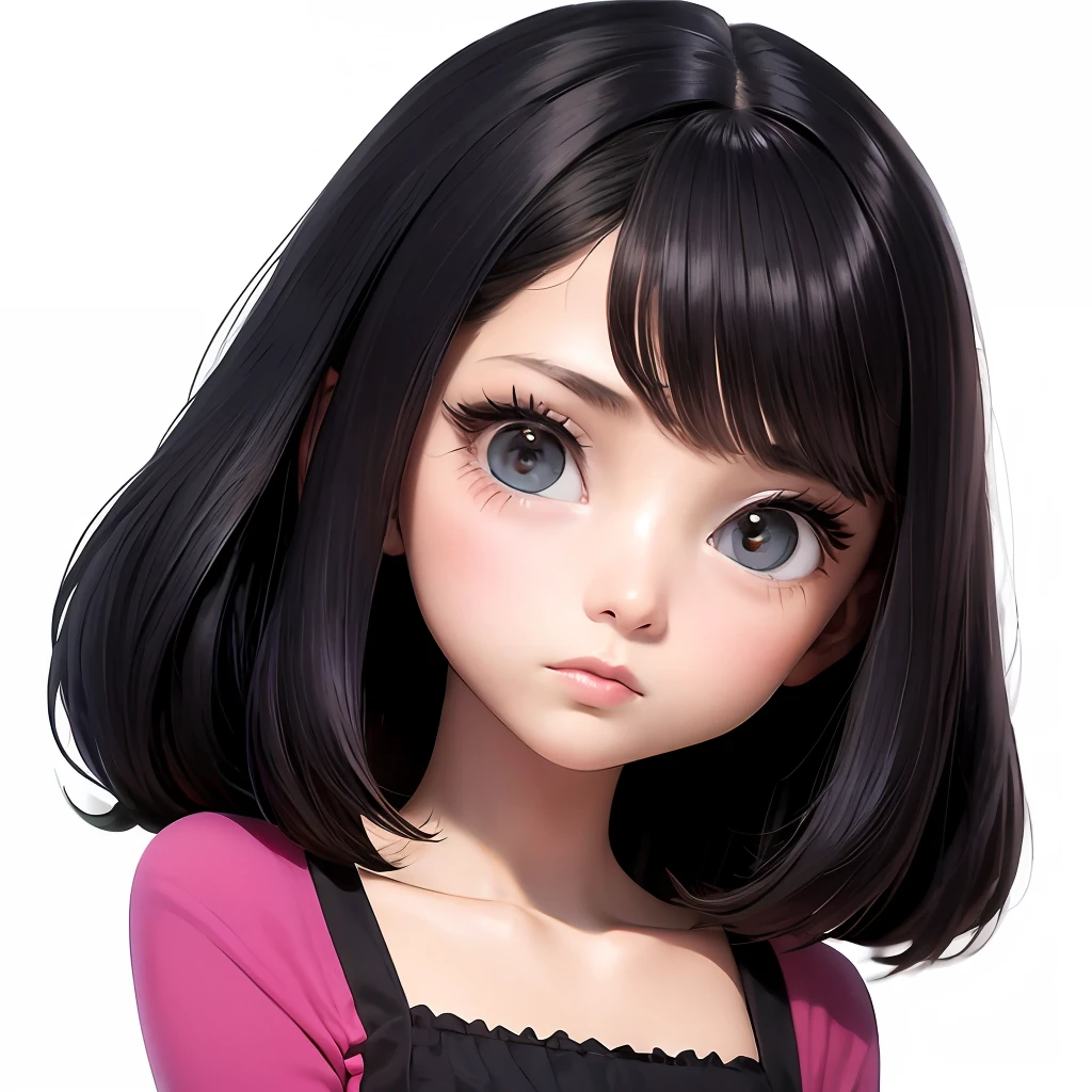 Boneca pixar branca olhos castanhos cabelo curto preto, cartoon bonita