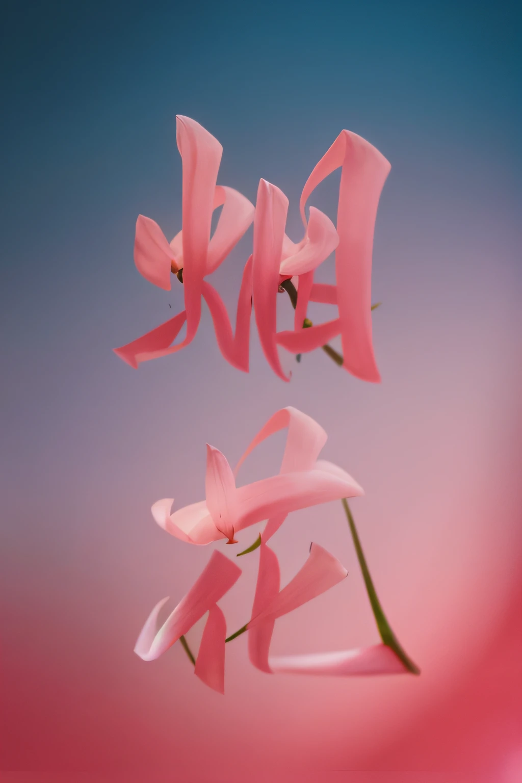 Solid pink background，The focus is on petals，Glowing petals，rainbowing，Contre-Jour，