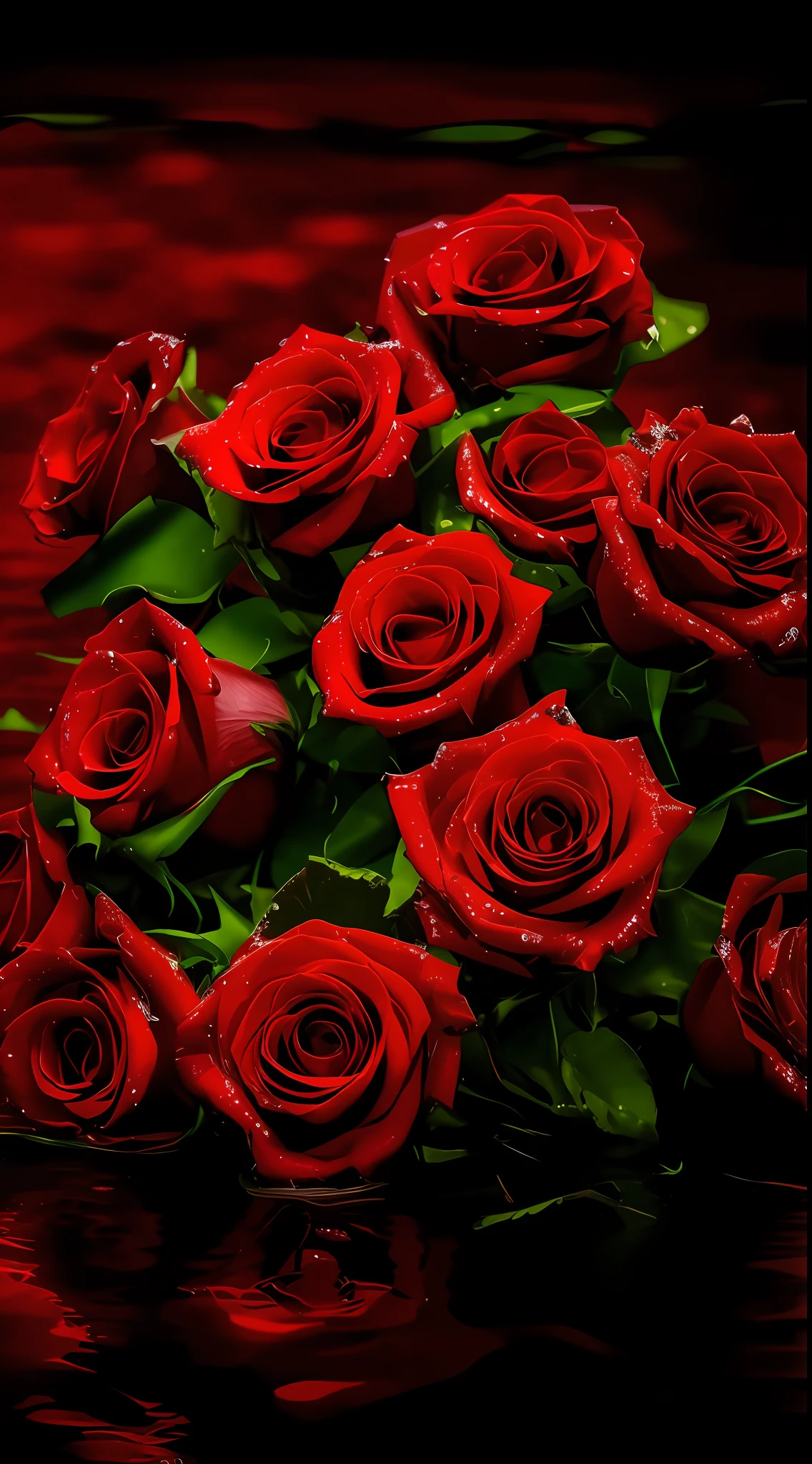 There are many red roses in the water, Red roses, roses in cinematic light, rosses, rosette, Black roses, rose background, a few roses, red roses at the top, small red roses, Red neon rose, Red rose, wallpaper hd, Romantic!!!, wallpaper - 1 0 2 4, Wallpaper 4k, wallpaper 4 k