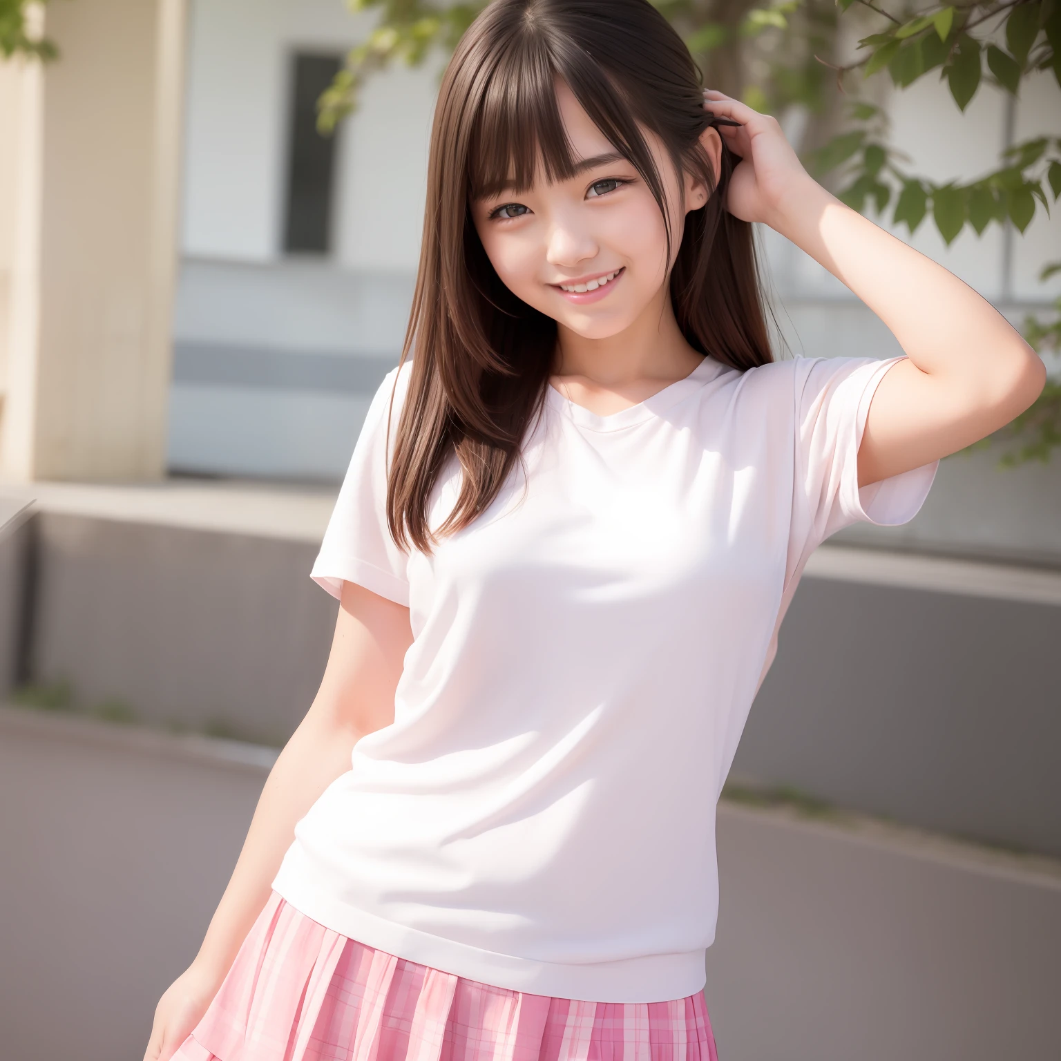 Cute high school girl with a smile、realistic,Wonderful、Delicate body