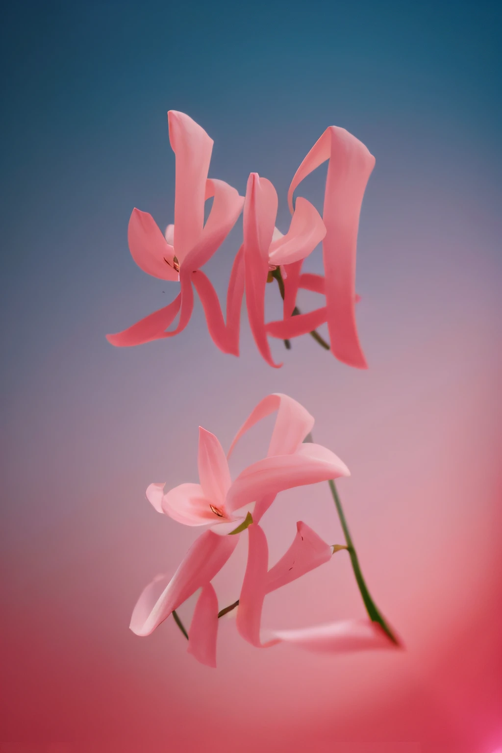 Solid pink background，The focus is on petals，Glowing petals，rainbowing，Contre-Jour，