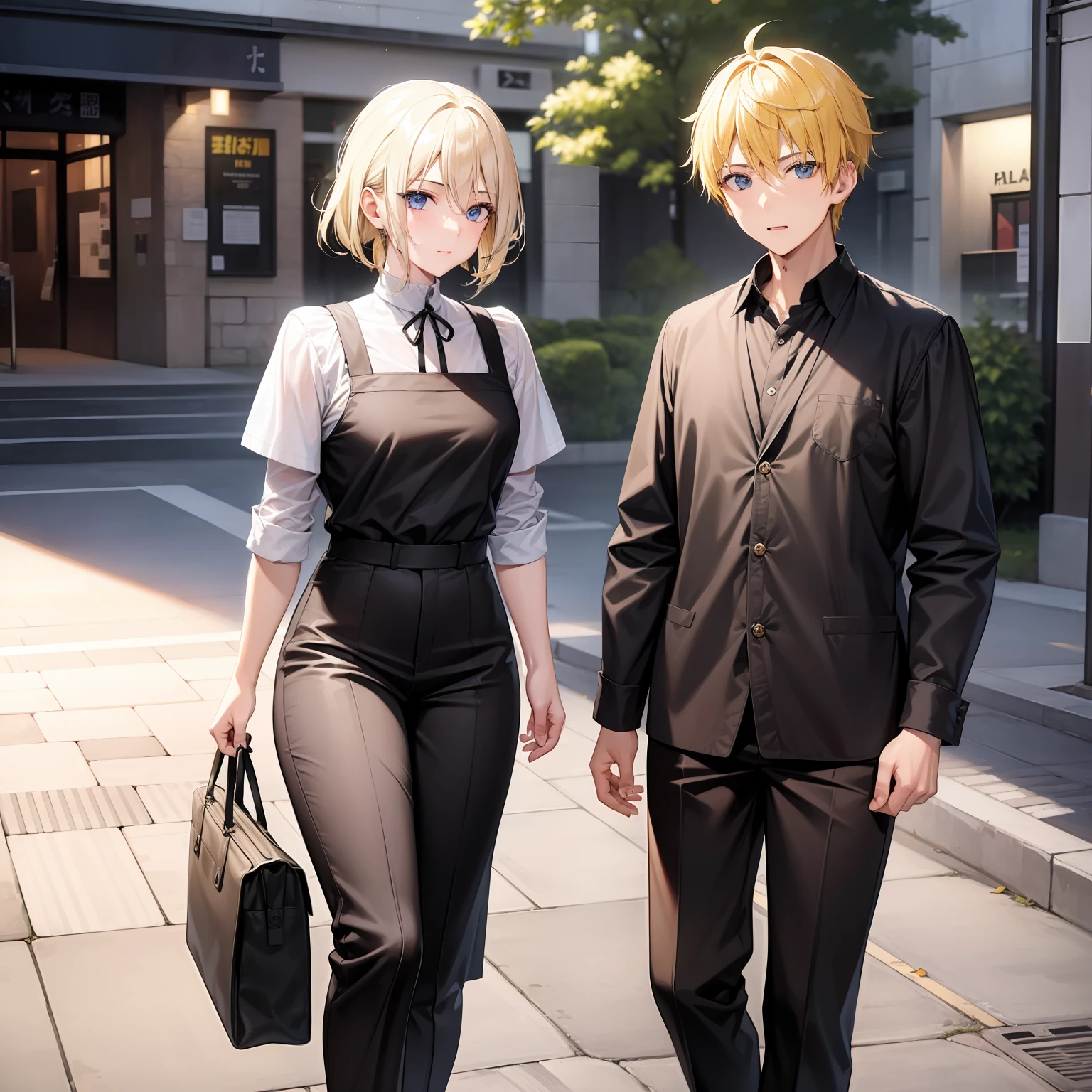 （A 20-year-old boy），（Yellow hair），Face the lens，On the street