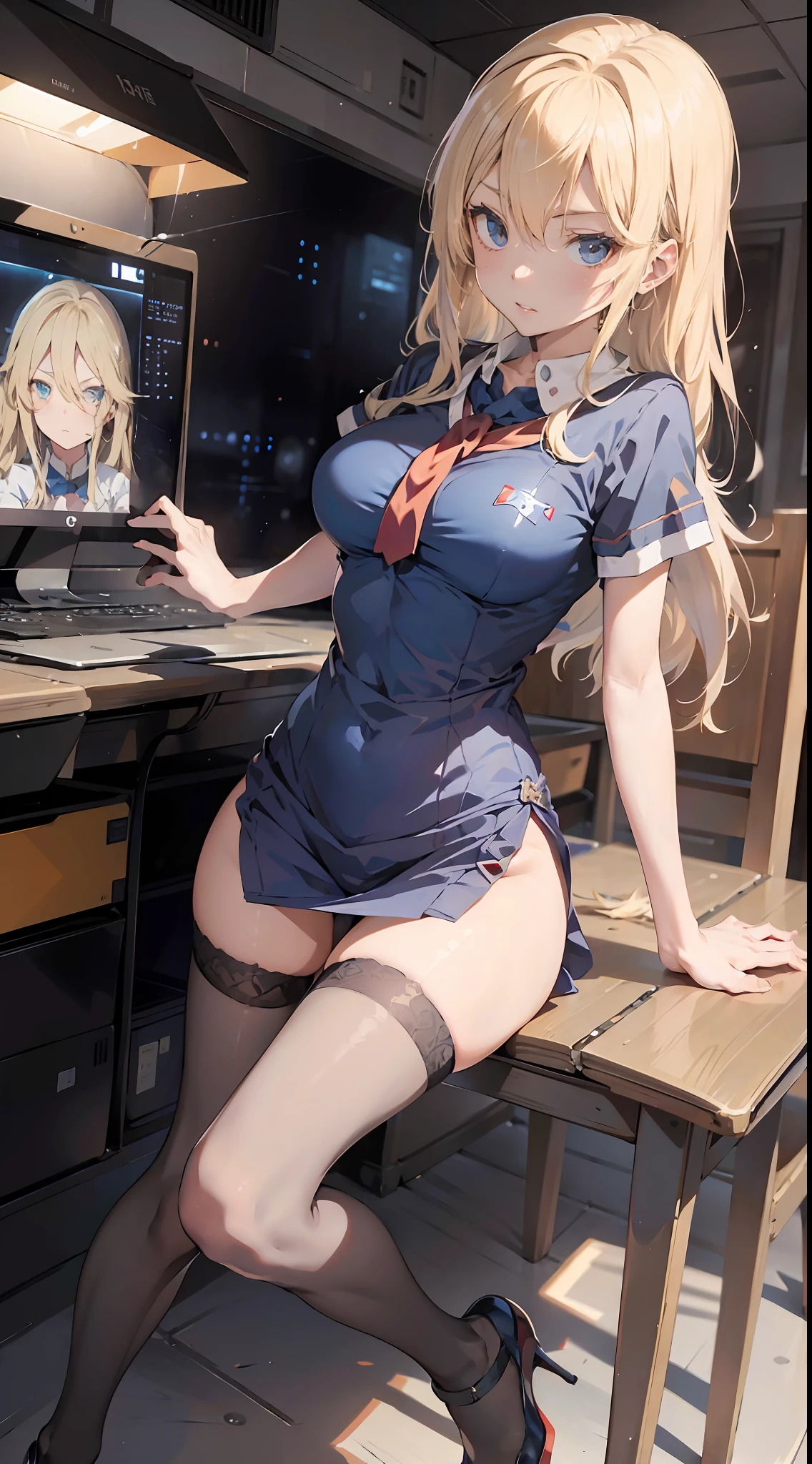 (character design sheet,Same role,frontage,Lateral face,on back),Anime characters with blonde hair and blue eyes in futuristic environment, Best anime 4k konachan wallpaper, Badass anime 8 K, Key anime art, Digital cyberpunk anime art, advanced digital anime art, anime mecha aesthetic, nagito komaeda, Tall anime guy with blue eyes, handsome guy in demon killer art, Detailed digital anime art