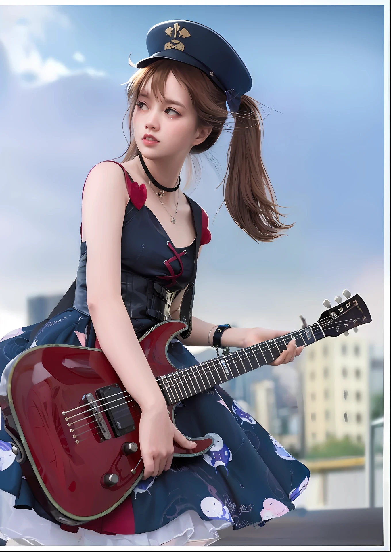 guitar、cap