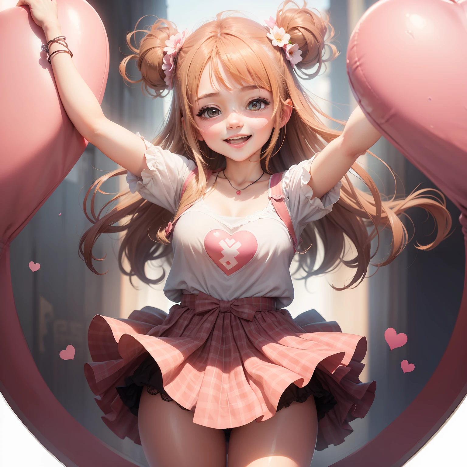 happy cute girl , taking a big heart , love love background , sweety