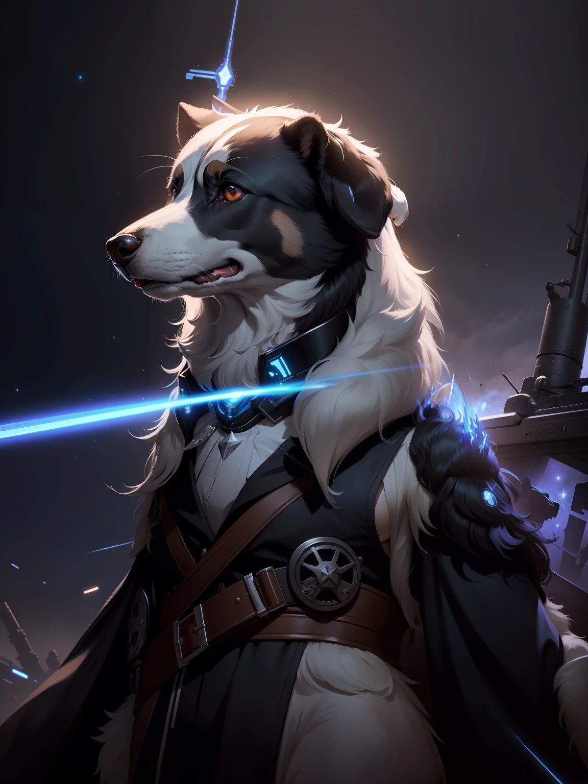 The Border Collie Warrior is the protagonist set in the Starry Sky Universe,Can be humanized in the arsenal of battleship empire perfectly powerful domineering loaded with weapons male characteristics futuristic sci-fi live wallpaper do not shine too much