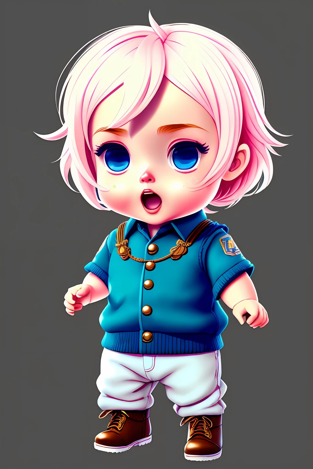(CBZBB:1.25), Portrait of cutest baby illustration by Mikasa baggins, art-station, .cgi_animation, Chibi feliz sorrindo