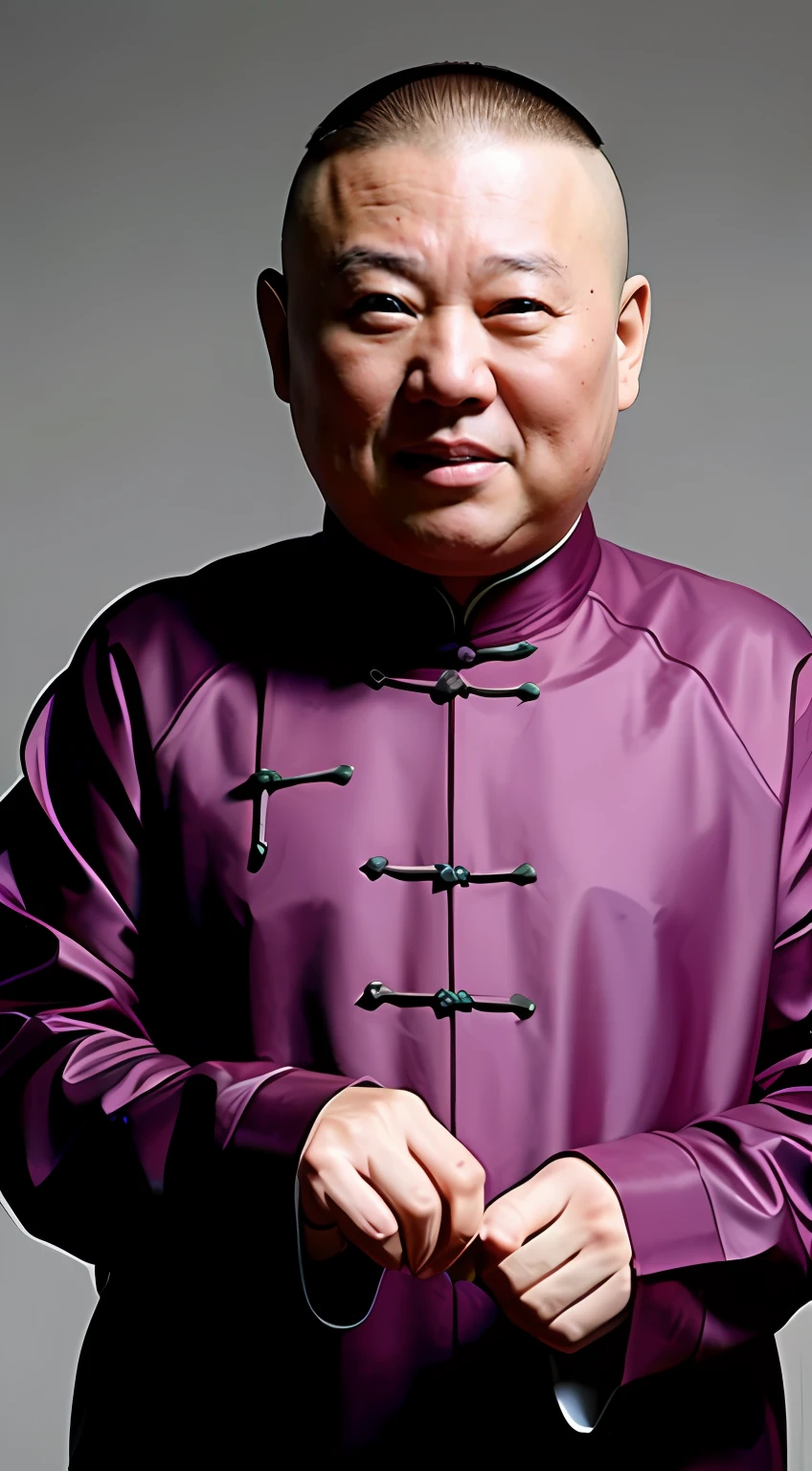 Guo Degang，Frontal bust photo，comedian，Look at the camera，ID photo，upperbody closeup，bald-headed