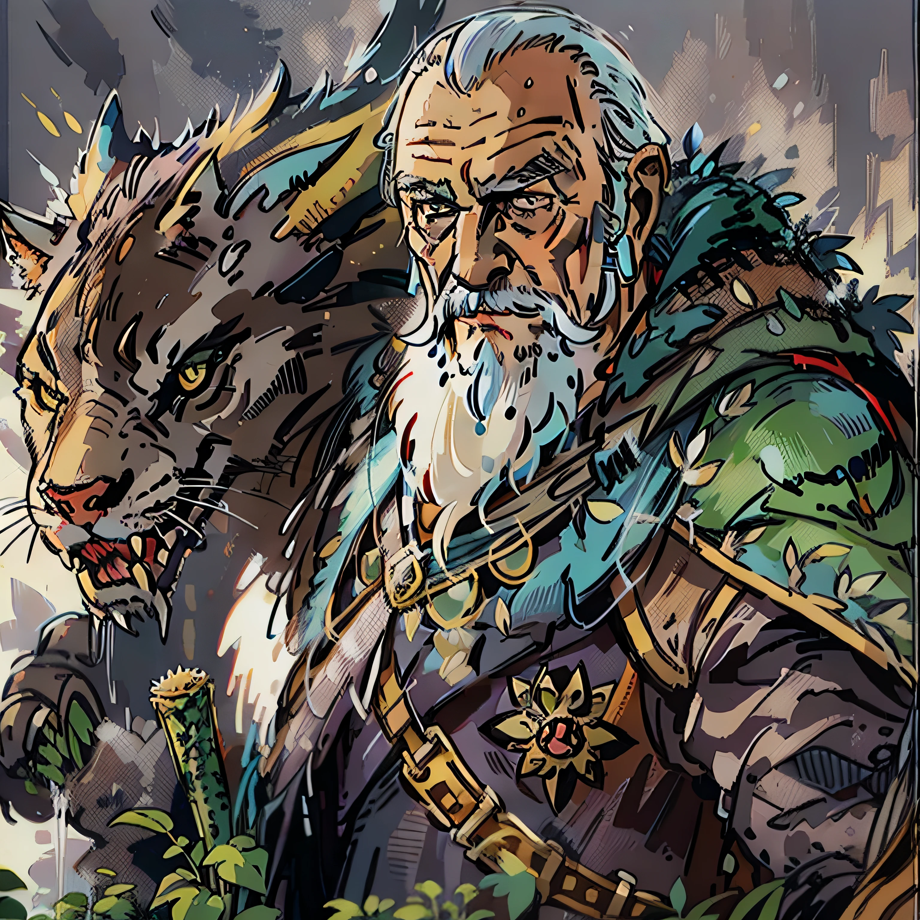 sean connery look a like, monster hunter, rpg character, medieval fantasy, close up portrait