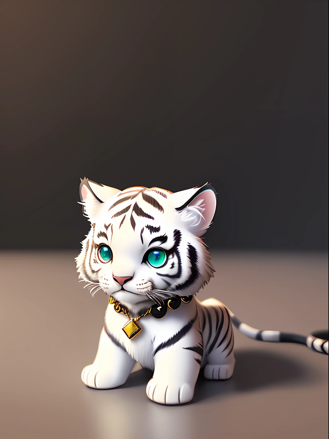 cute tiny hyperrealistic white tiger with different color eyes waring a necklace, Chibi, adorable and fluffy, logo design, cartoon, cinematic lighting effect, charming, 3D vector art, cute and quirky, fantasy art, bokeh, hand-drawn, digital painting, soft lighting, isometric style, 4K resolution, photorealistic rendering, highly detailed clean, vector image, photorealistic masterpiece, professional photography, simple space backdrop, flat white background, isometric, vibrant vector