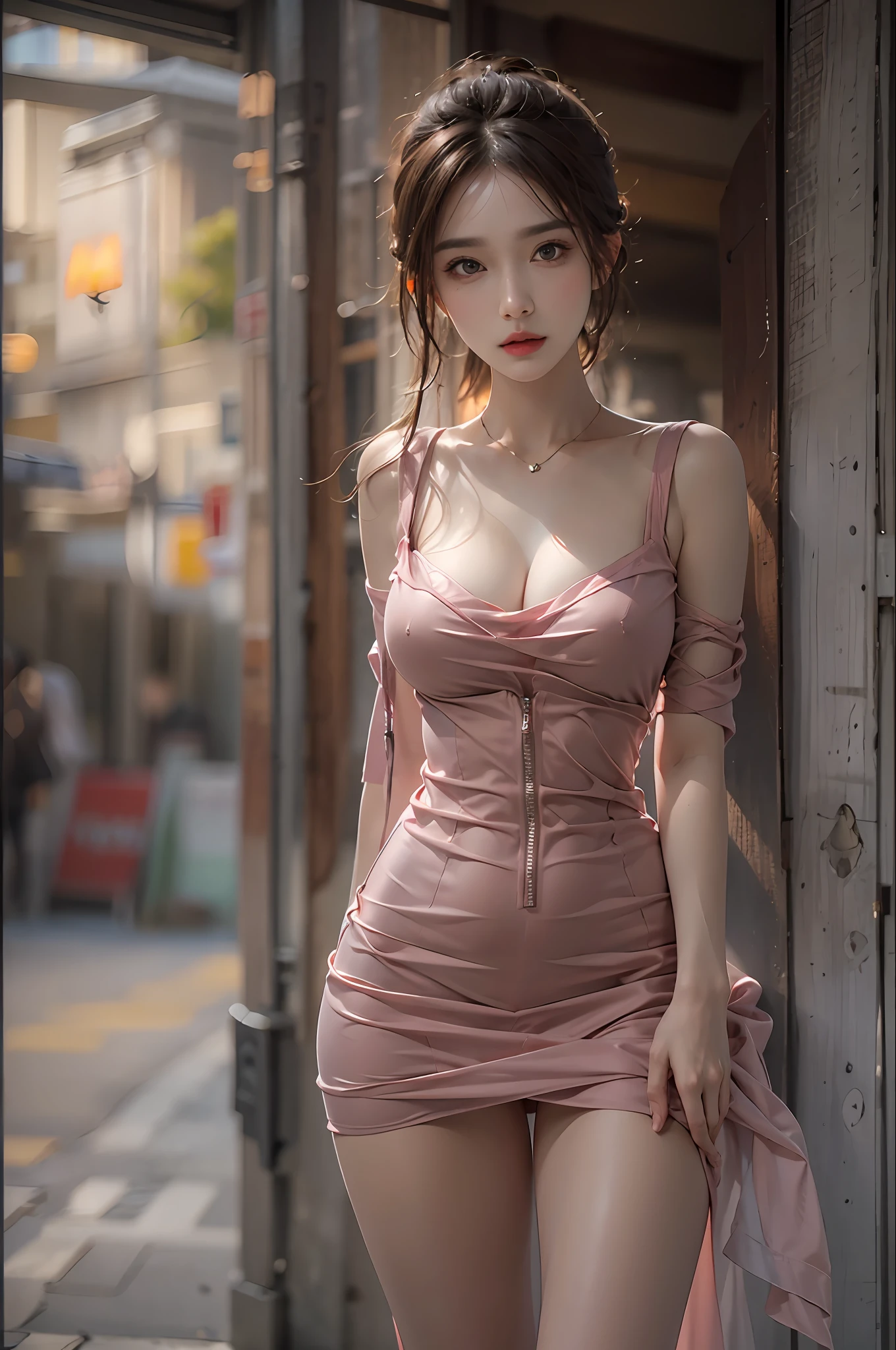 ((Super realistic details))、Photorealistic, high resolution, 1 Women, Solo, Hips up, view the viewer, (Detailed face), Medium breast, dress, anglewings