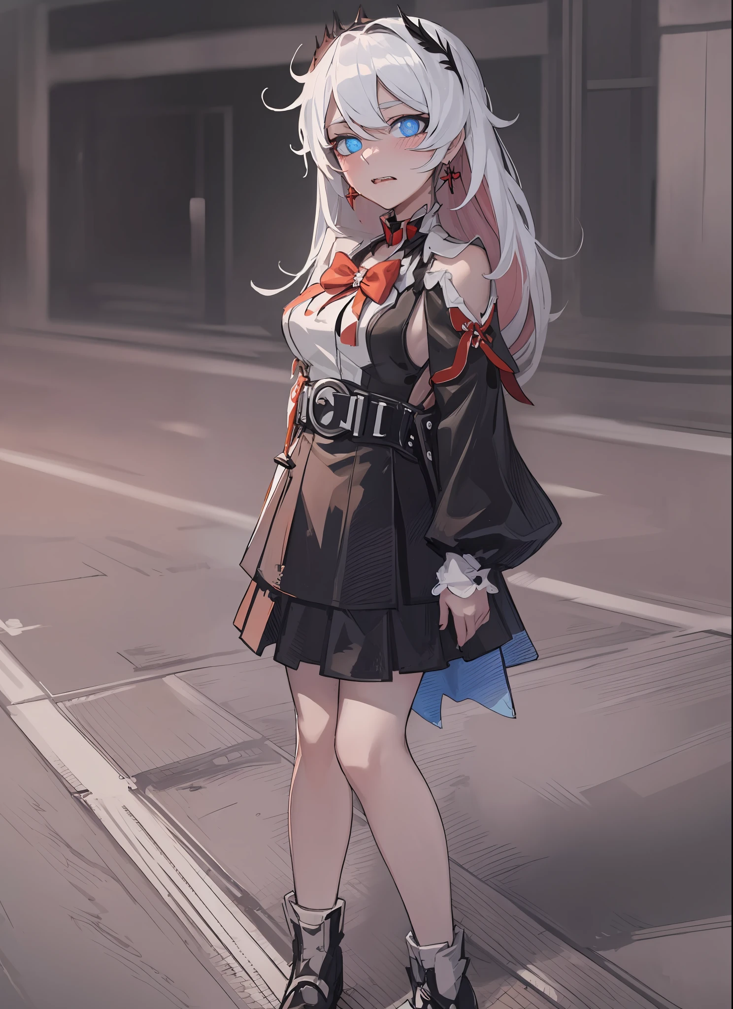 (white background:1.4), (masterpiece, best quality:1.2), (solo), (1girl), best quality, (photorealistic:1.4),ultra detailed, solo, (full body:1.5), standing, hof, love in eyes, bow hairpins, blushing, shyness, drooling, rolling eyes