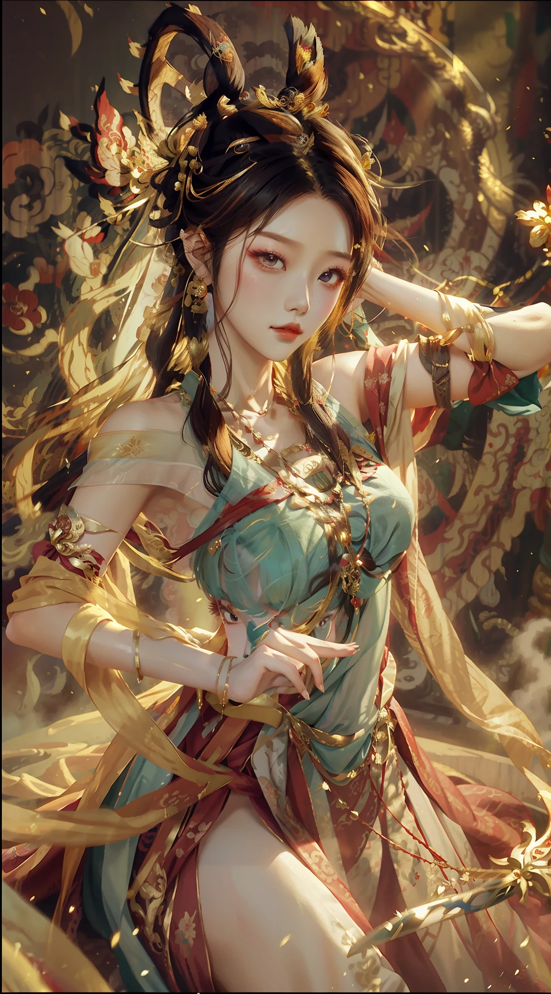 Anime girl in sword and dress costume, a beautiful fantasy empress, Guviz, Beautiful character painting, Palace , A girl in Hanfu, by Yang J, ((a beautiful fantasy empress)), Guviz-style artwork, inspired by Du Qiong, Inspired by Lan Ying, Traditional beauty, 🌺 CGSesociety