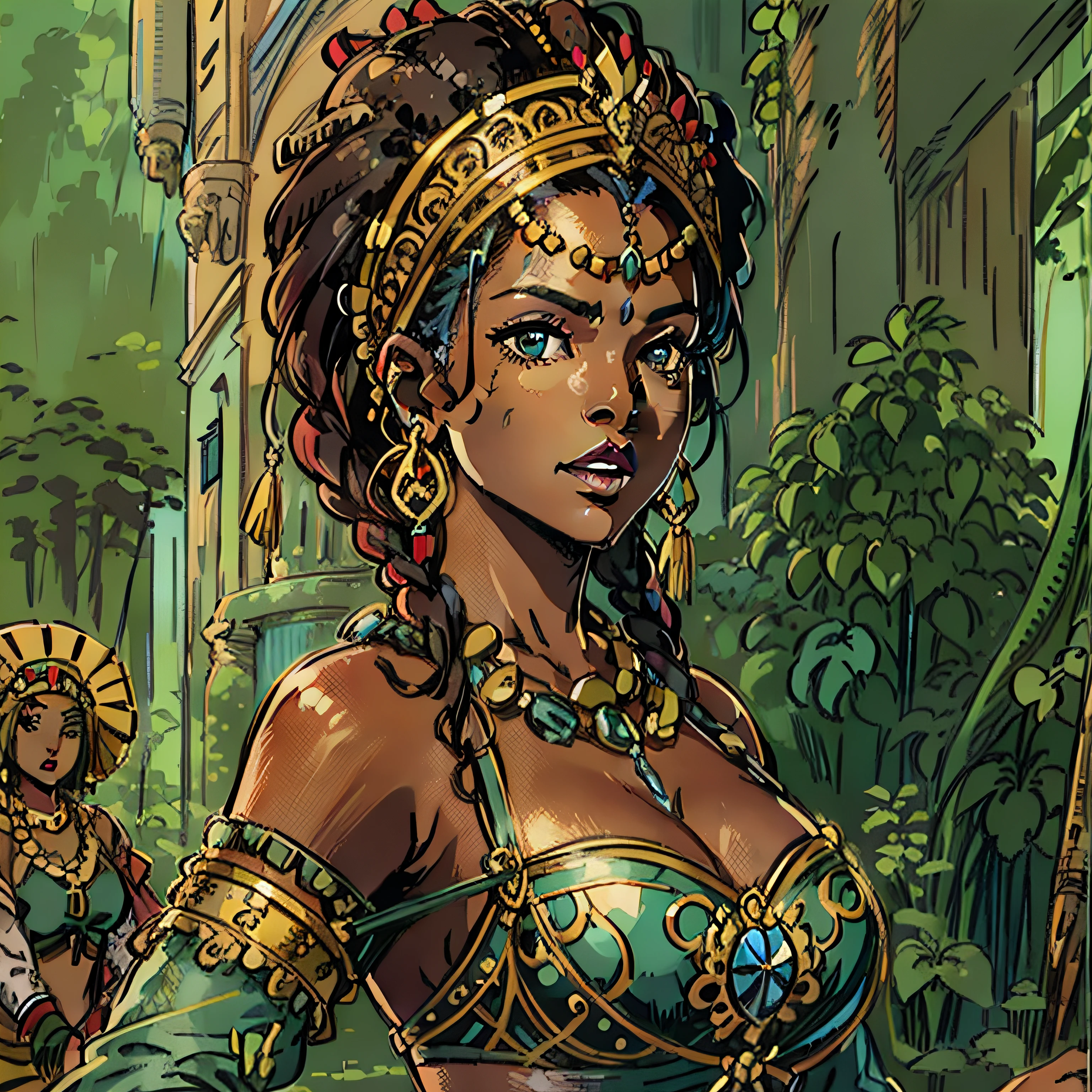 iza brazilian singer look a like, african princess, rpg character, medieval fantasy, close up portrait, sexy, female