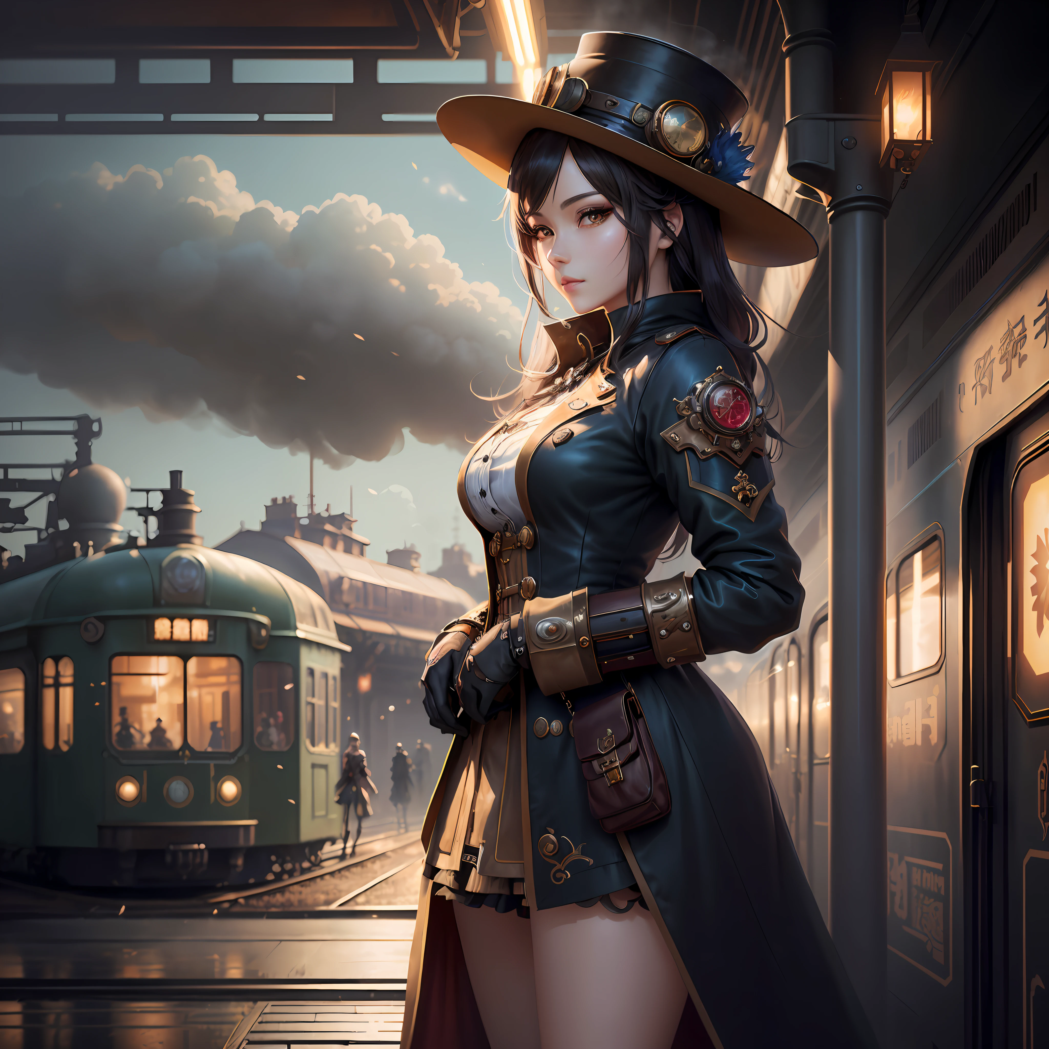 Anime - stylistic image of a woman in Steam - punk costumes and hats, Guviz-style artwork, 2. 5 D CGI anime fantasy artwork, by Yang J, steampunk beautiful anime woman, IG model | Art germ, Fanart Meilleure ArtStation, Extremely detailed Artgerm, Guweiz on ArtStation Pixiv
