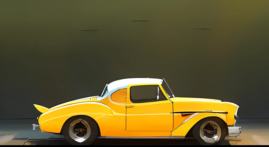 a yellow hot rod, sunbeams, natural lighting, by samdoesarts