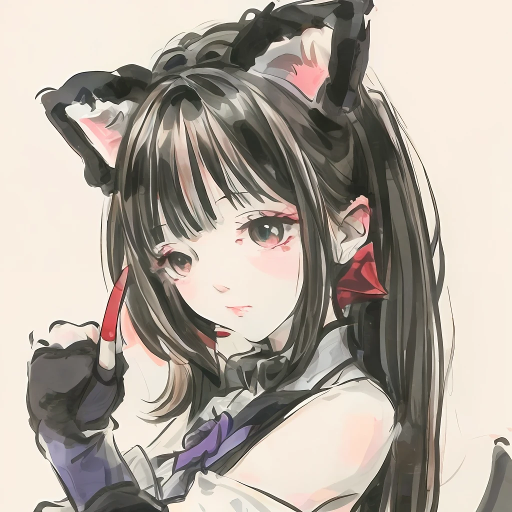 Has cat ears,Anime girl with cat tail