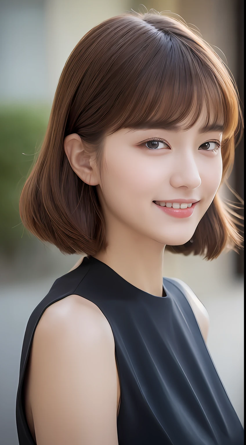 ((Best Quality, 8K, Masterpiece: 1.3)), 1 Girl, Slim Abs Beauty: 1.3, (Hairstyle Brown Hair Shortcut, Big: 1.2), Dress: 1.1, Super Slender Face, Delicate Eyes, Double Eyelids, Smile, Home, Raw Photo