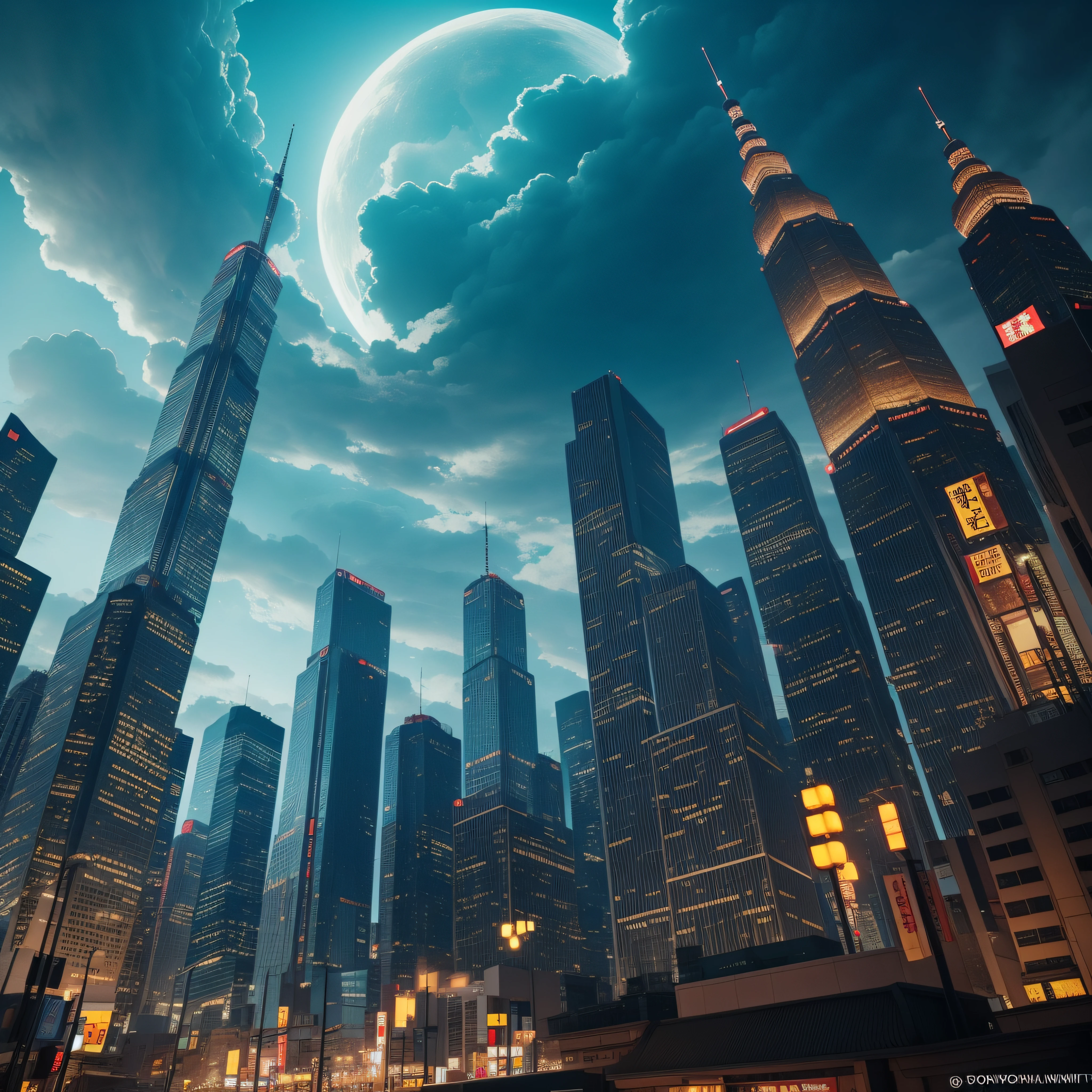 King Ghidorah is destroying the town。细致背景, taken with sony alpha 9, view from ground level, captured with sony a3 camera, photo taken from the ground, captured on canon eos r 6, View Up, picture taken from the ground, view from ground level, Skysky, shot from a low-angle, View from the ground, TOKYOcty