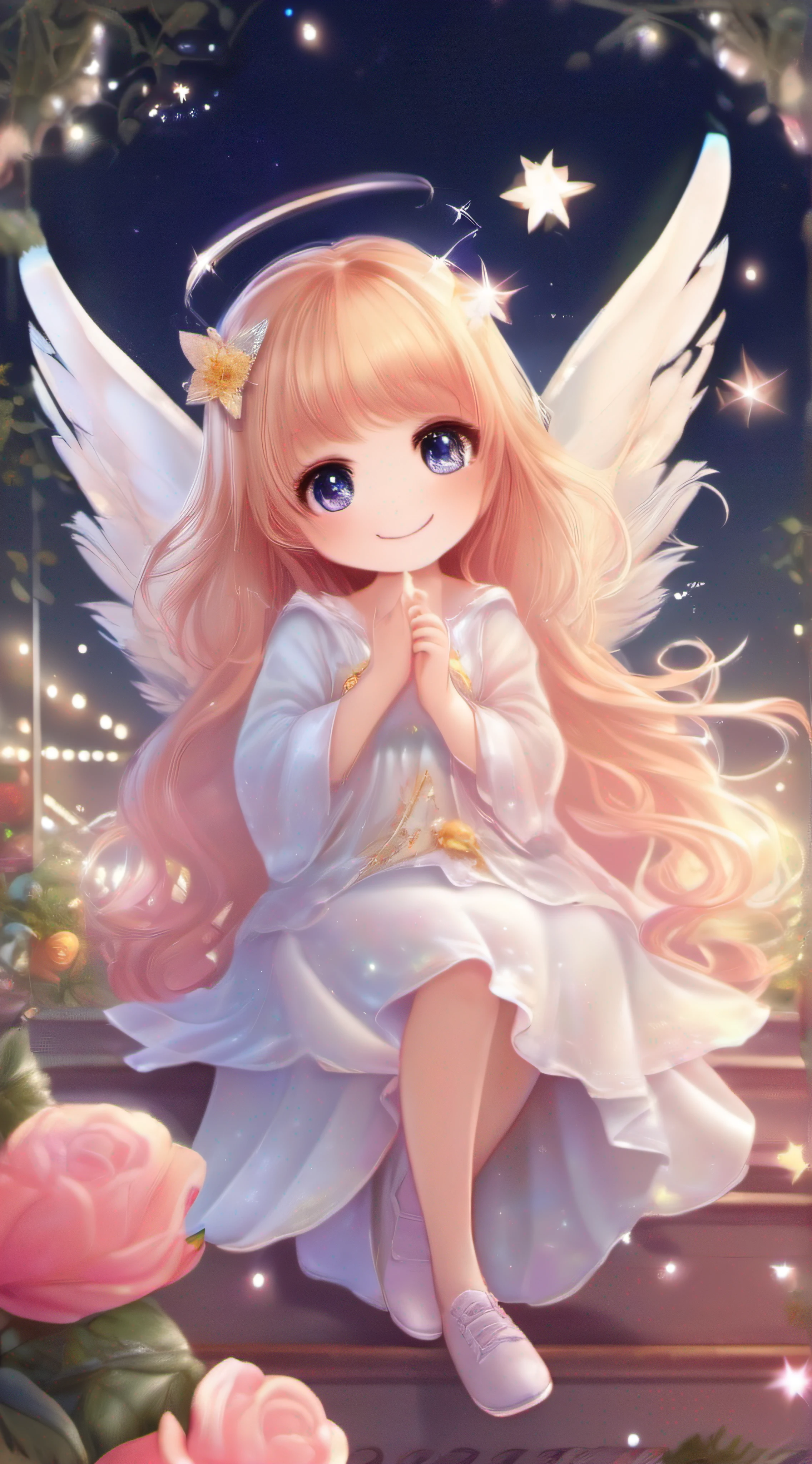 Cute Angel、Cute smile、Rosa、Twinkle、Star Eyes、Happy smile、glad、A delightful、optic、twinkle、excitedly、kawaii art