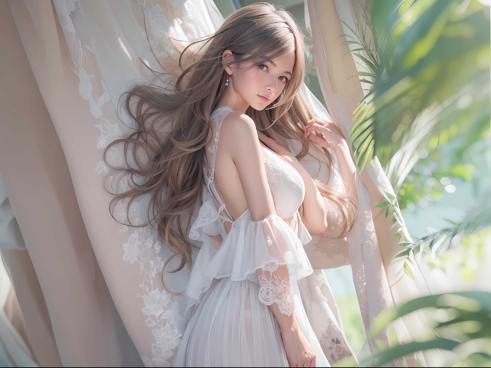 (​masterpiece)、(top-quality)、(top-quality)、​masterpiece,nffsw, retinas, masutepiece, ccurate, Anatomically correct, Textured skin, Super Detail, high details, High quality, awardwinning, Best Quality, hight resolution, 16 K, ultra wide-angle,looking in camera, Lots of details, Detailed drawing, illustratio, nffsw, milky skin, Soft and soft skin, 真实感, Halfway between drawing and realism, blender render, octane renderings, realisitic, illustratio, Drawing a, nffsw, digitalart, beautiful countenance, face perfect, fair white skin, Symmetrical face, Proportional body、(((japanes：1.9))）、 28-year-old woman、独奏、One-shot image generation、Scene by the Sea、Beautiful woman in colored dress、Sexy adult woman