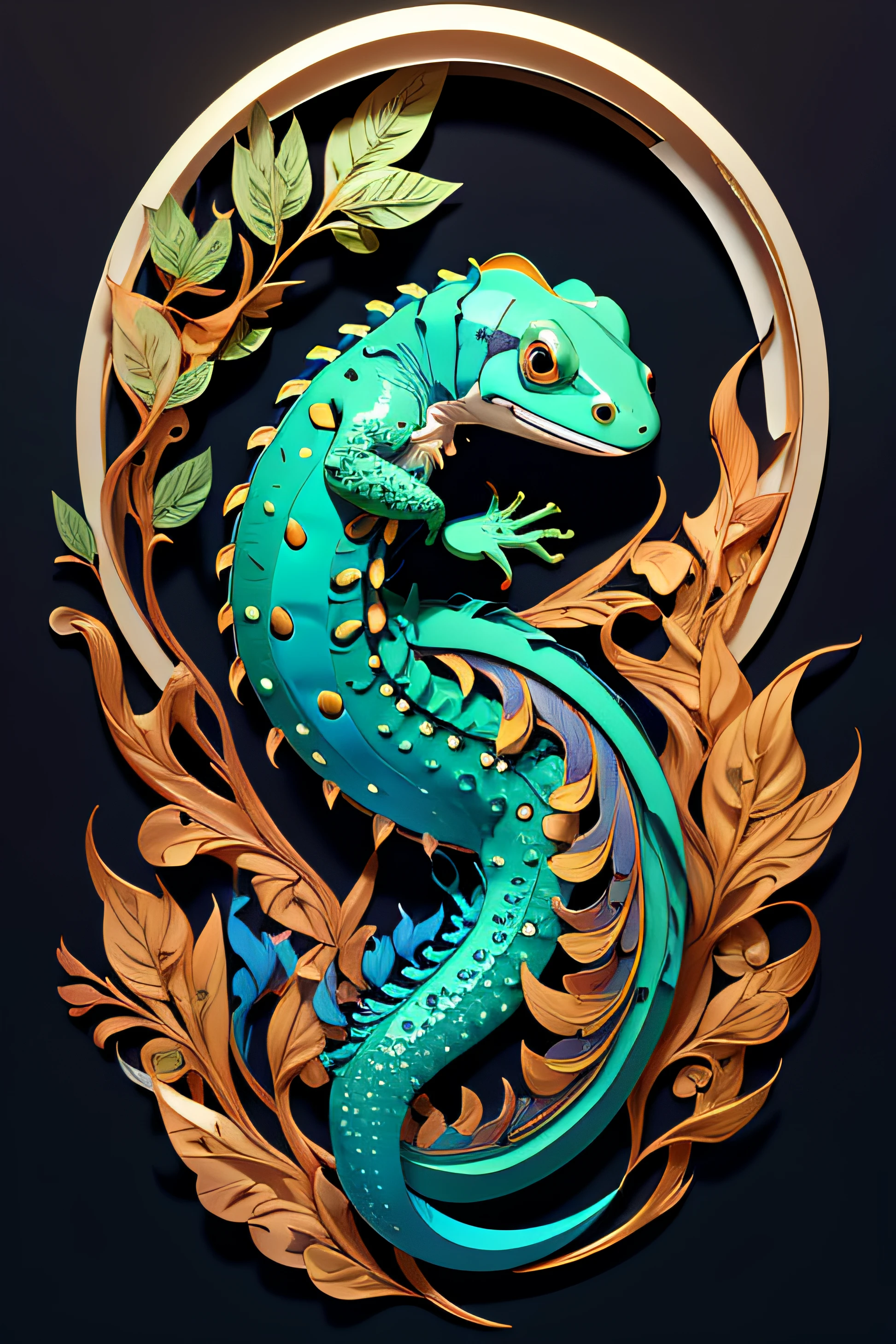 realistic, (best quality, masterpiece:1.3),Salamander, paper_cut,