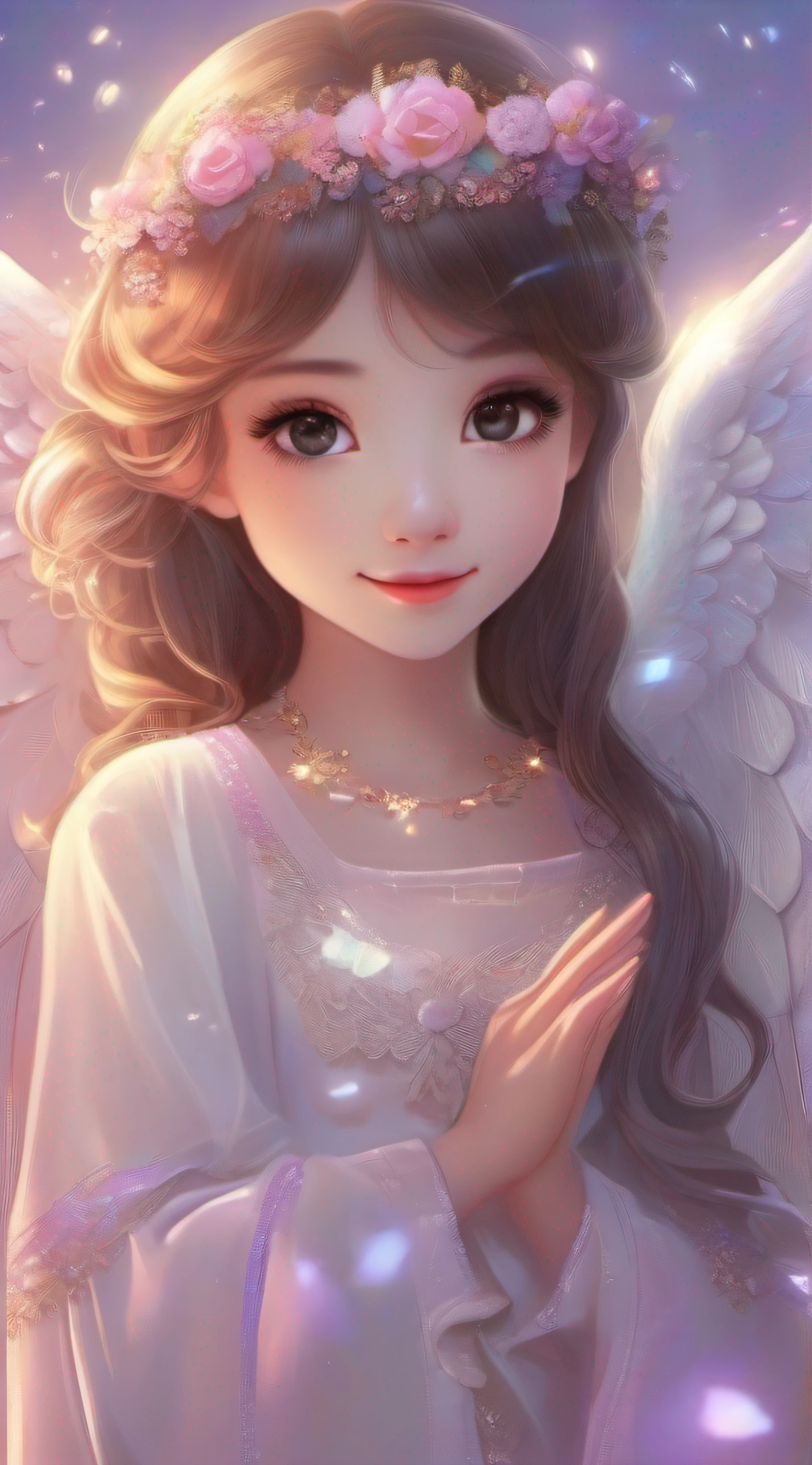 Cute Angel、Cute smile、Rosa、shimmer、Beautiful eyes、stele、Happy smile、joy、A delightful、optic、shimmer、glad、kawaii art
