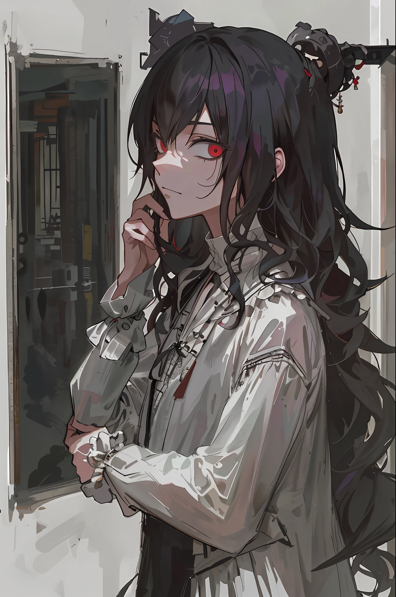 A closeup of a person in a mask holding a cell phone, sem olhos, estilo de arte desconhecido, goth ninja, Arte digital escura, mas detalhada, Deus torcido sem rosto, estilo de arte escuro, Itachi, Arte digital de Danganronpa, observador sem olhos, Cyberpunk))), Gatilho Estilo de Arte de Anime, sem rosto, Shinigami, papel de parede do telefone