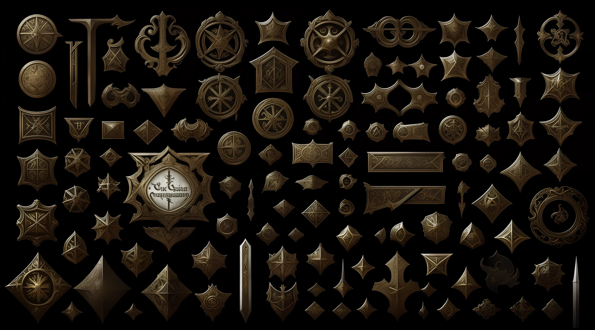 A game about the medieval Inquisition, inventory, baroque, baroque, on a black background, user interface for RPG, A game about the medieval Inquisition, white bones, White letters, White Frame, White patterns, Baroque swirls, Stylish inventory, anatomy, Darkness, Horror, Edges, spikes, Sharp edges, Realistic super realism, User Interface, inventory