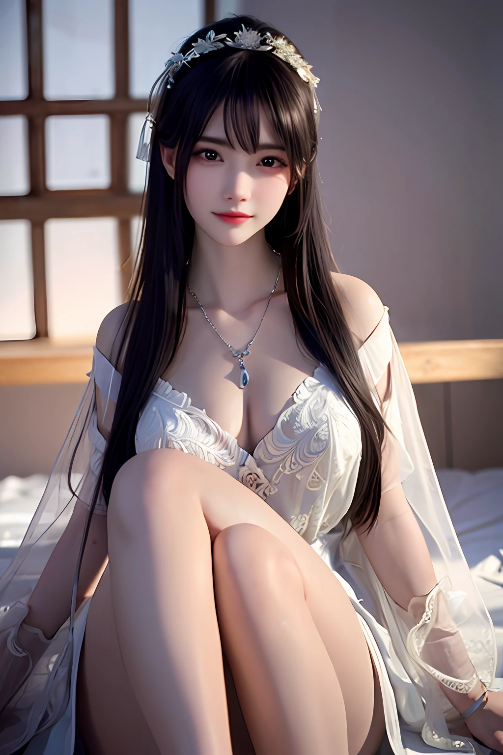 Best quality, Masterpiece, A high resolution, 1girll,china dress,hair adornments,necklace, jewelry,Beautiful face,after sexing_Body, Tyndall effect,Photorealistic, Dark Studio, rim lit, twotonelighting,(highdetailskin:1.2), 8K UHD, Digital SLR, Soft lighting, High quality, voluminetric lighting, candid, photographed, high resolution, 4K, 8K, Bokeh, .Jinstyle, Building