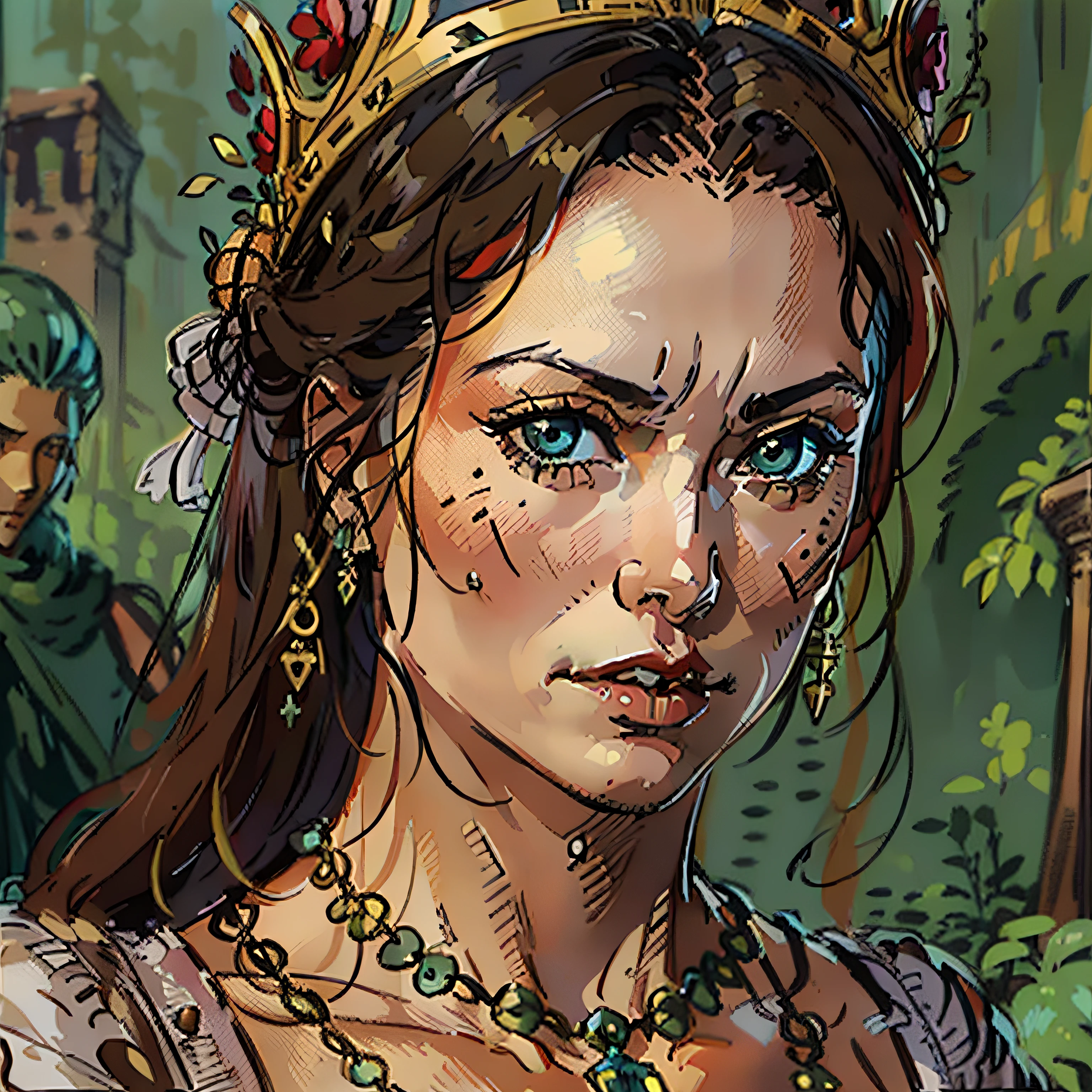 Olga Kurylenko look a like, russian queen, rpg character, medieval fantasy, close up portrait, sexy, female
