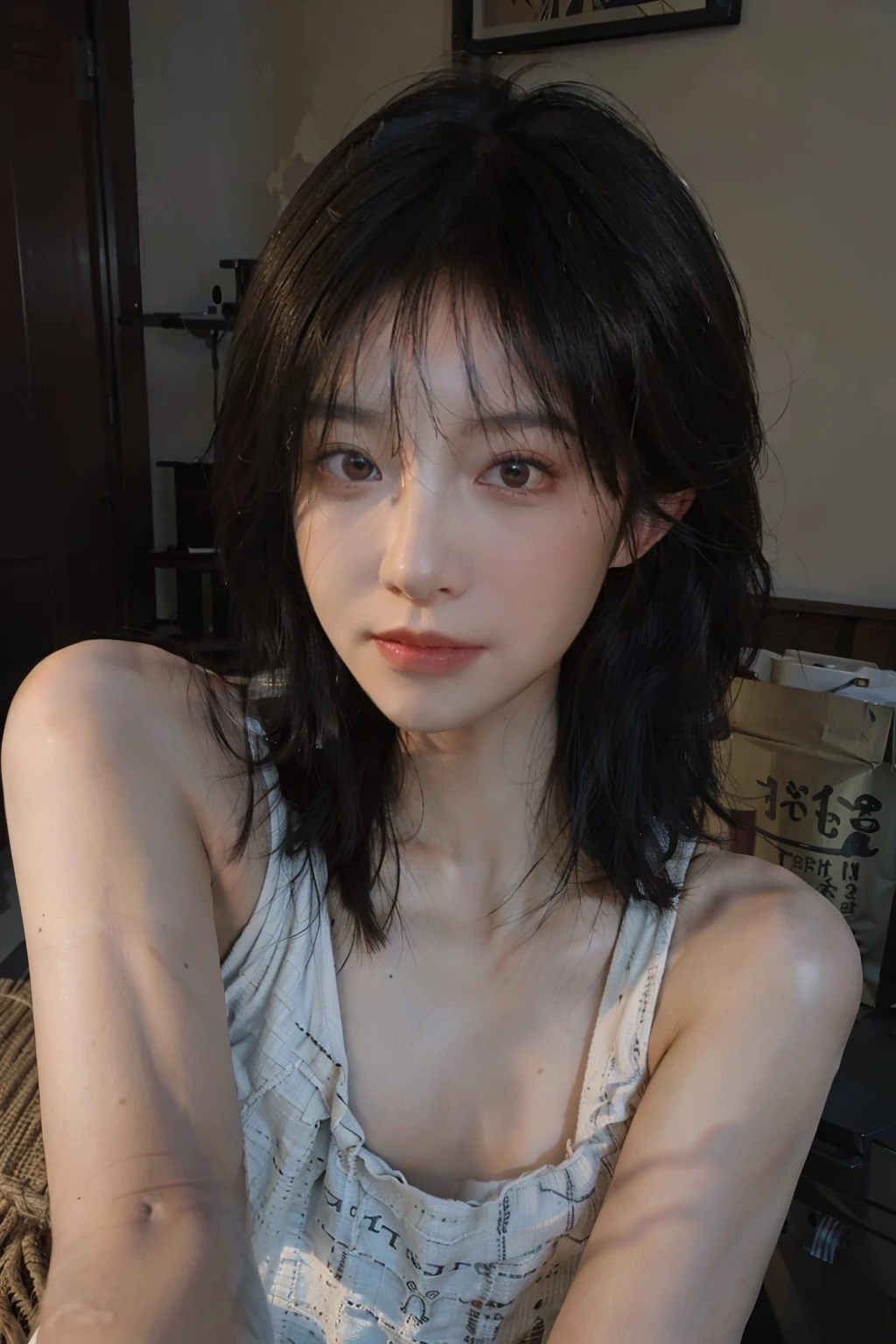 8K,Best quality, masterpiece, ultra high res, (photorealistic:1.4), raw photo, (Authentic skin texture:1.3), (film grain:1.3), (selfie angle),1girl,beautiful detailed eyes and face,masterpiece, best quality,close-up,upper bod,