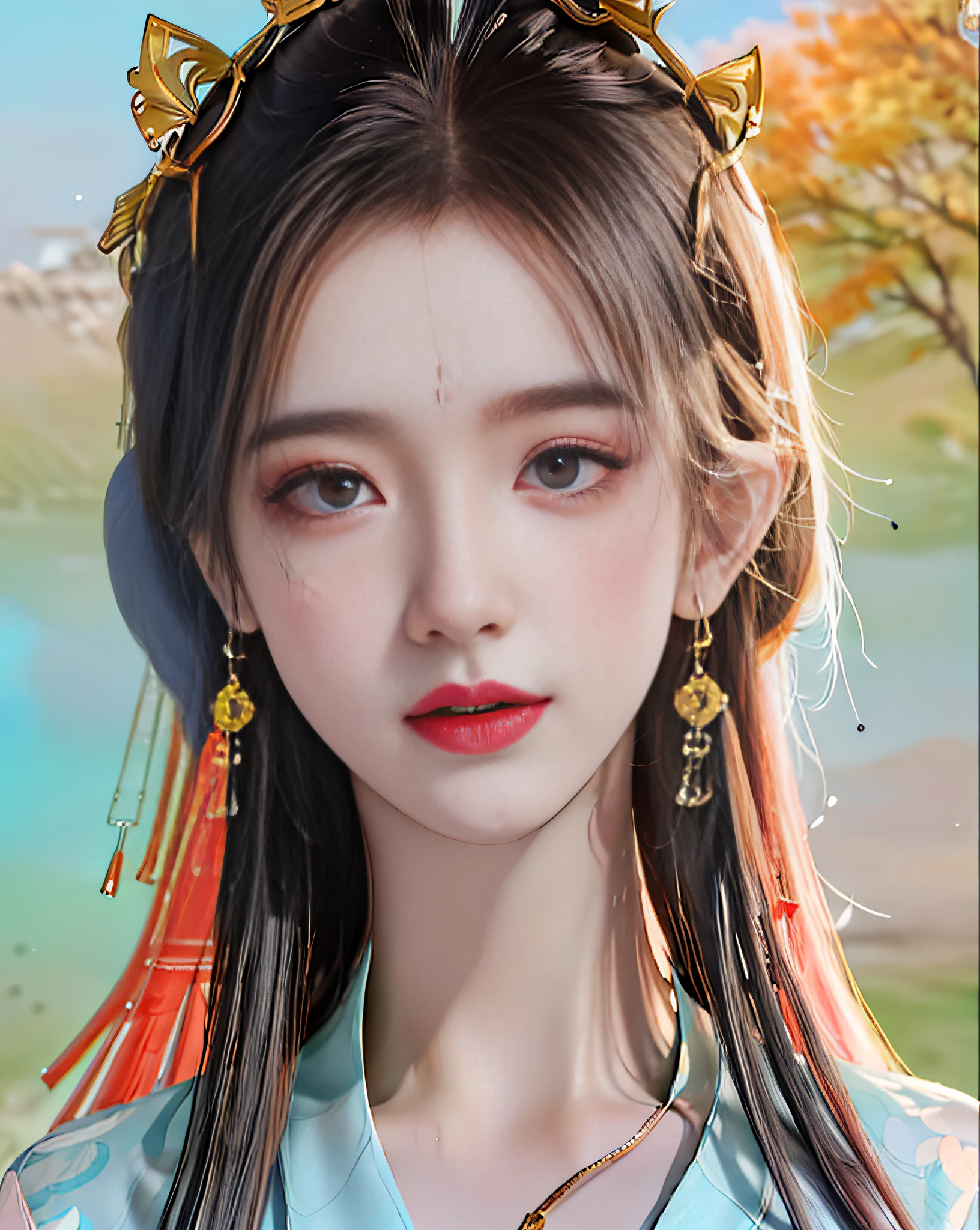 (8k, RAW photo:1.2), best quality, ultra high res,dramatic angle,(fluttered detailed color splashs), (illustration),(((1 girl))),(long hair),(rain:0.9), (头饰:1.4),少女身边有一座古宫,汉服,(重点),彩色水墨画,(泼彩),泼彩,(((colorful))),(素描:0.8) , Masterpiece, best quality, beautiful painted, highly detailed,(denoising:0.6),[splash ink],((ink refraction)), (beautiful detailed sky),moon,highly,detaild,(masterpiece, best quality, extremely detailed） CG unity 8k壁纸，杰作，最好的质量，超详细），（石蒜），