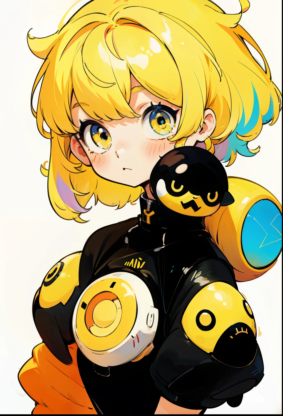 Yellow hair, 1Girl, cute colorful adorable