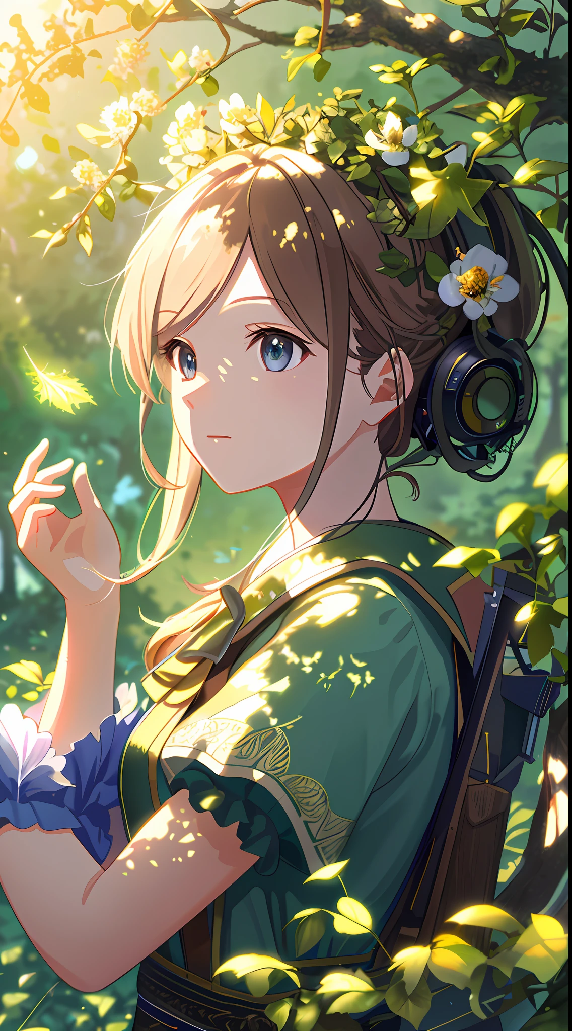 Masterpiece, best quality, (very detailed CG unity 8k wallpaper) (best quality), (best illustration), (best shadows) Nature&#39;s delicate leaves petals of various colors falling in the air light Tracking, super detailed --v6