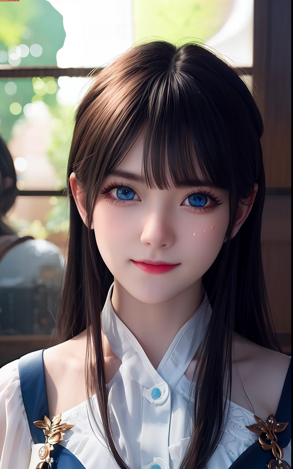 ulzzang -6500-v1.1, (Raw foto:1.2), (Photorealsitic:1.4), animesque、anime styled、ssmile、portraitures、Beautiful and moisturized blue eyes like clear glass、Beautiful detailed woman, extremely detailed eye and face, Beautiful detailed eyes, huge filesize, ultra-detailliert, hight resolution, ighly detailed, top-quality, masterpiece, illustratio, ighly detailed, nffsw, unification, 8k wallpaper, splendid, finely detail, masterpiece, top-quality, Highly detailed ticker uniform 8K wallpaper, Light on the Face、电影灯光、19-year-old girl