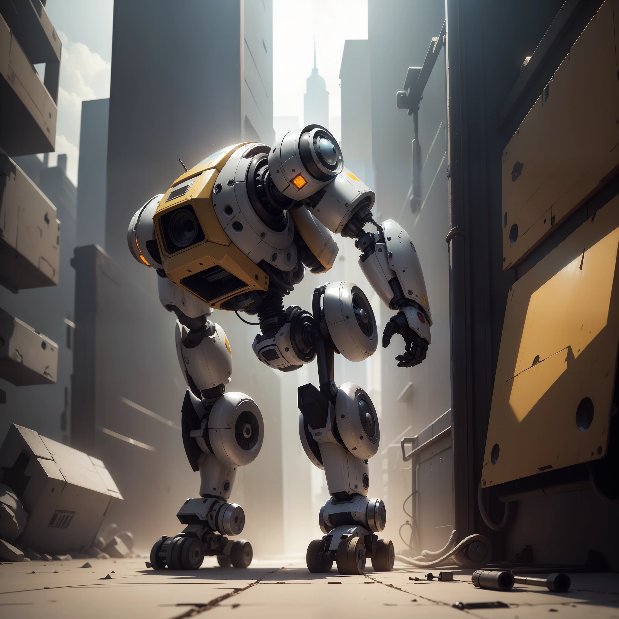a small robot, solo, standingn, (mechanical parts, ciborgue, android), (obra-prima: 1,2), melhor qualidade, obra-prima, highres, original, papel de parede extremamente detalhado, perfect lighting, (CG extremamente detalhado: 1.2),