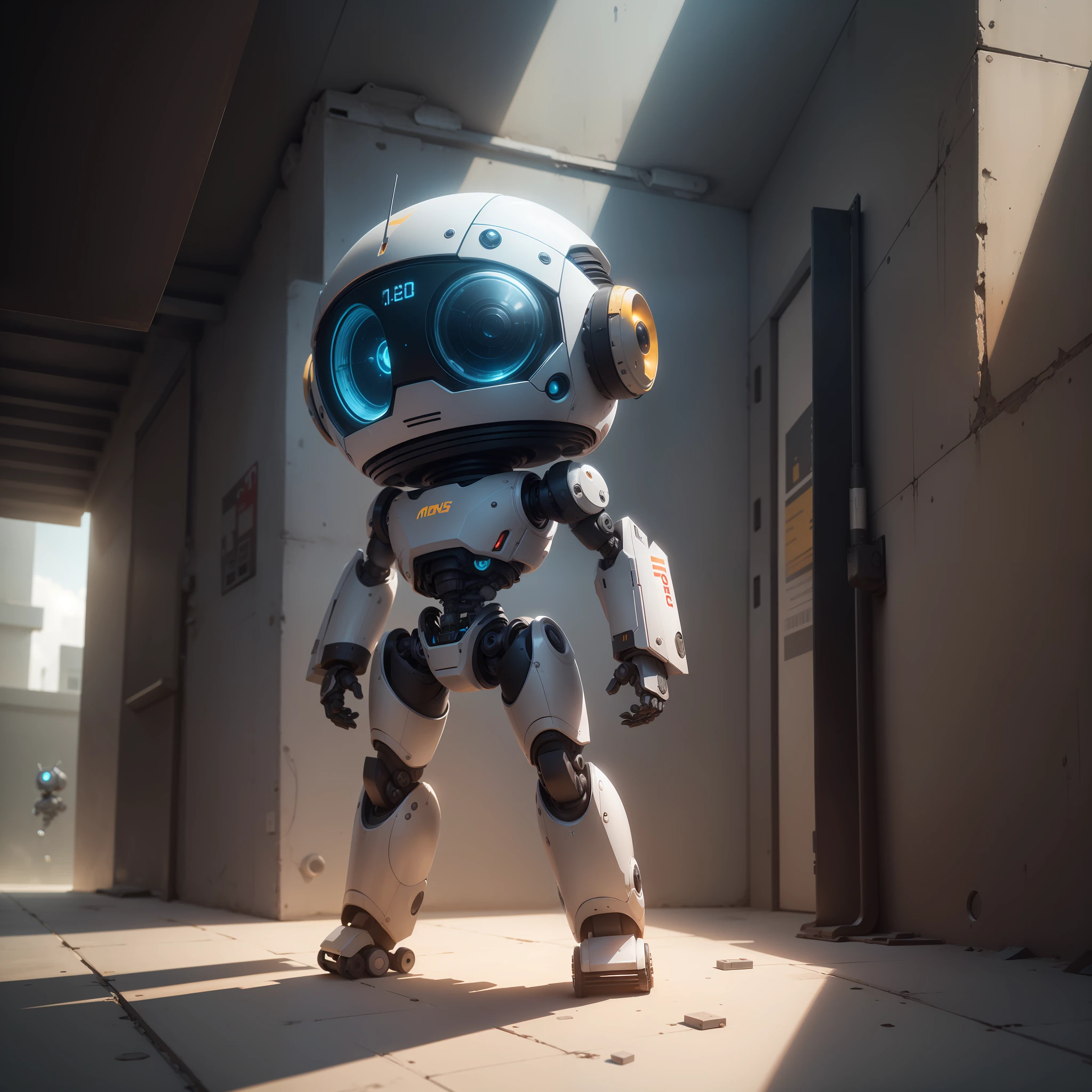 a small robot, solo, standingn, (mechanical parts, ciborgue, android), (obra-prima: 1,2), melhor qualidade, obra-prima, highres, original, papel de parede extremamente detalhado, perfect lighting, (CG extremamente detalhado: 1.2),