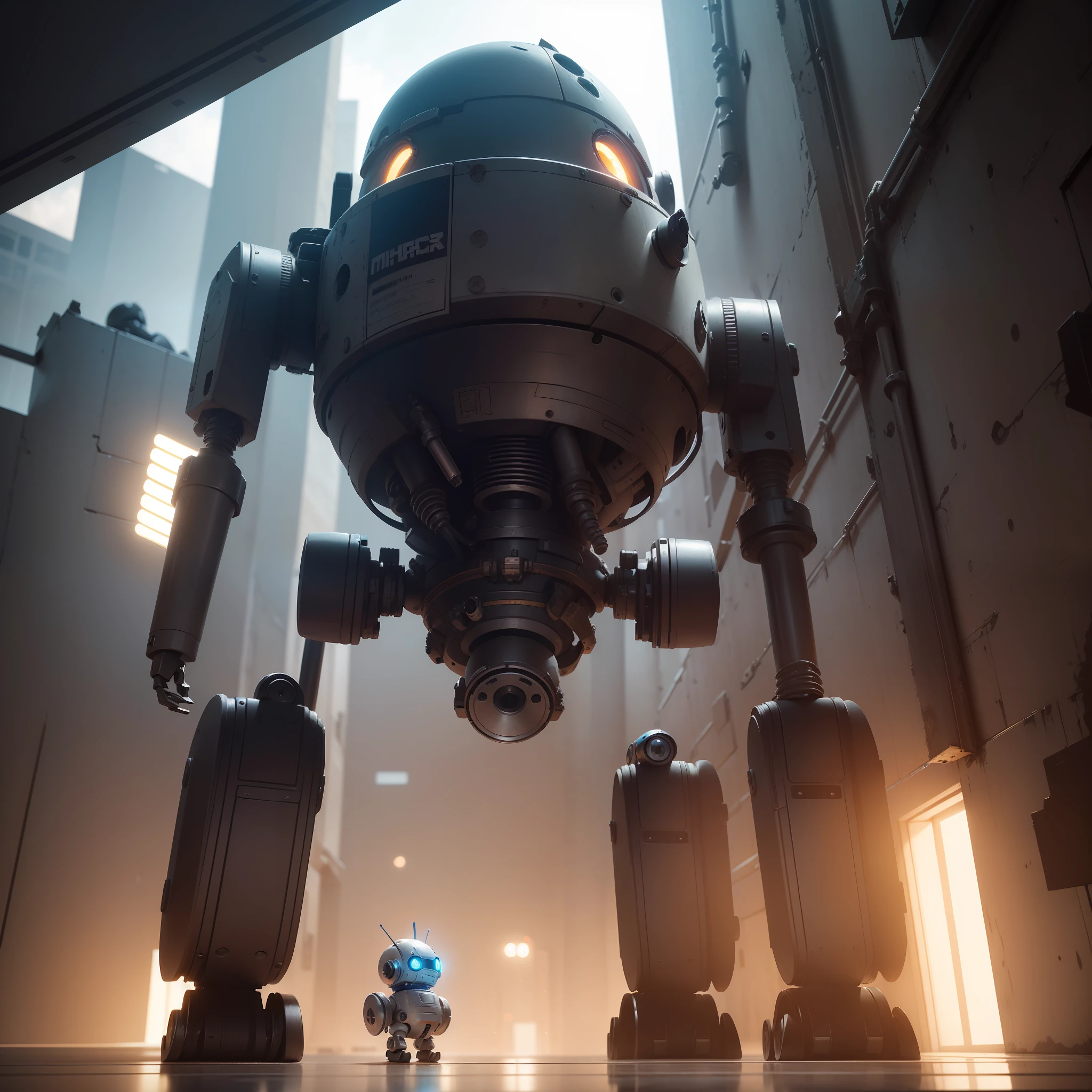 a small robot, solo, standingn, (mechanical parts, ciborgue, android), (obra-prima: 1,2), melhor qualidade, obra-prima, highres, original, papel de parede extremamente detalhado, perfect lighting, (CG extremamente detalhado: 1.2),