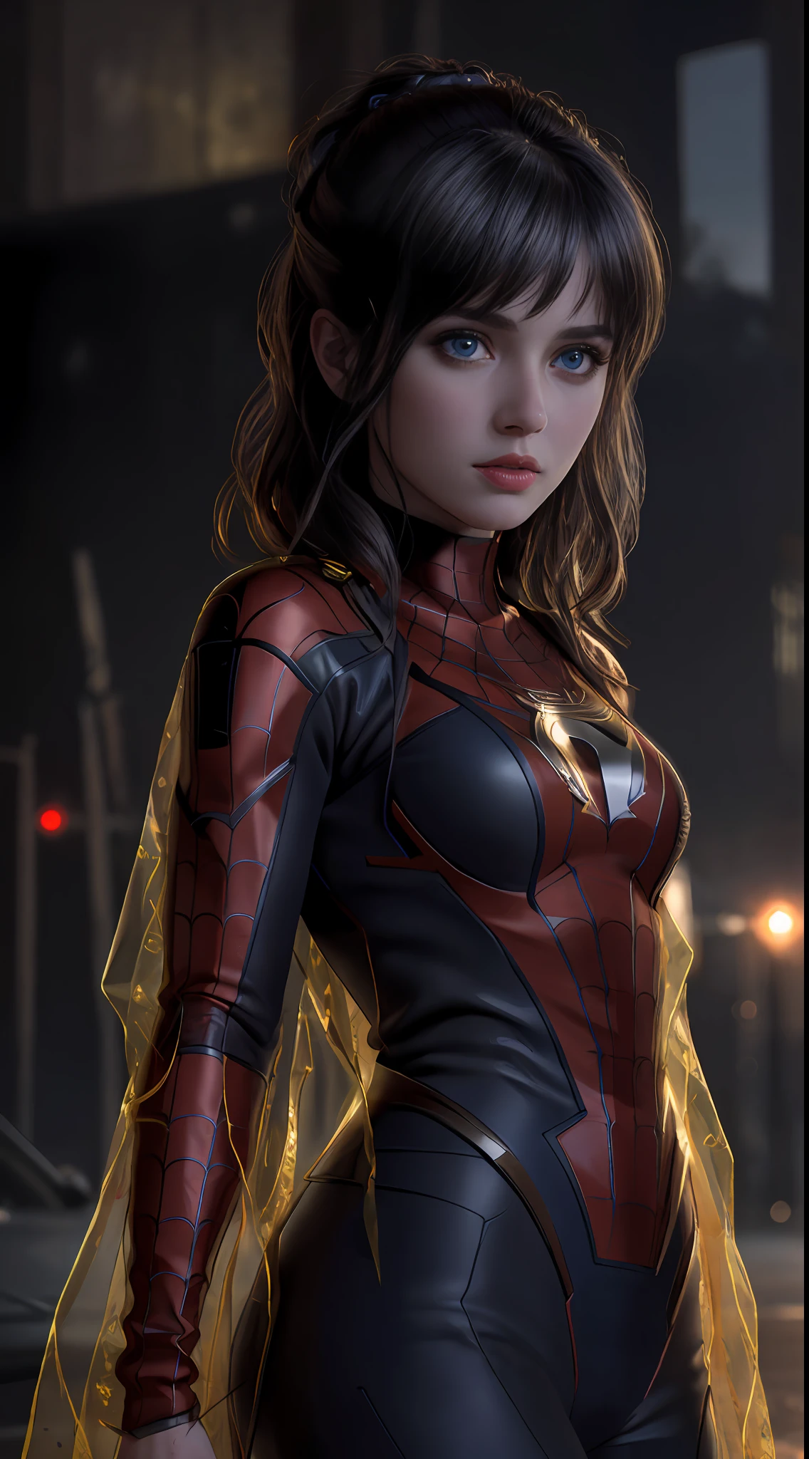 (1girl:1.3), solo, (((extremely detailed face))),(((extremely detailed eyes and face))),beautiful detailed eyes,body-parts__, official art, unified 8k wallpaper, super detailed, beautiful and aesthetic, beautiful, masterpiece, best quality, raw, masterpiece, super fine photo, best quality, super high resolution, photorealistic realism, sunlight, full body portrait, amazing beauty,, dynamic pose, delicate face, vibrant eyes, (from the front), she is wearing a Spider-man suit, red and black color scheme, spider, very detailed abandoned warehouse background, Detailed face, detailed complex busy background, messy, gorgeous, milky white, highly detailed skin, realistic skin details, visible pores, sharp focus, volumetric fog, 8k uhd, DSLR, high quality, film grain, fair skin, photo realism, lomography, huge metropolis in future dystopia, seen from below, translucent