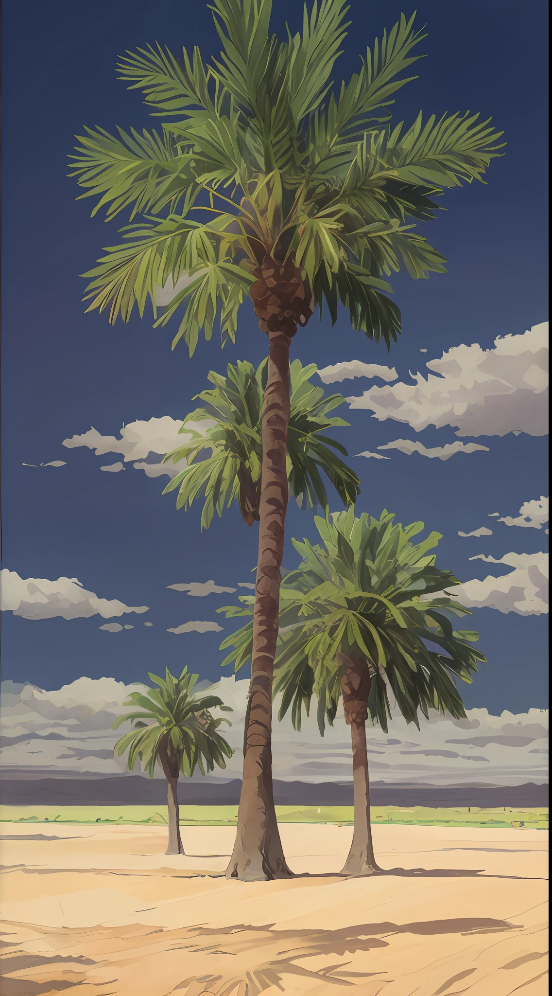Date palm tree, front view, illustration flat style