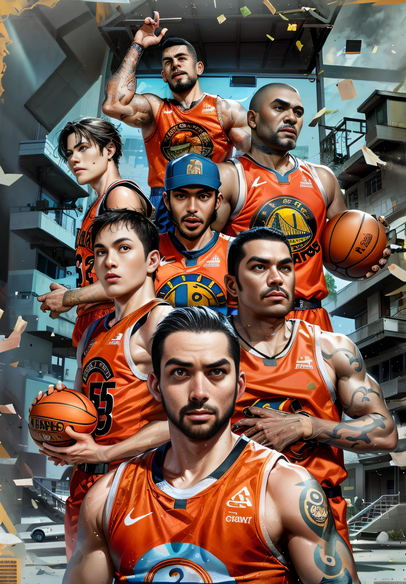 There are a lot of basketball players posing for photos together, warriors fan art, author:Eddie Mendoza, author:Ignacio Zuloaga, Wallpaper phone, Official artwork, Wallpaper phone, promotional art, Official poster, offcial art, Fanart, official fanart, by Galen Dara, Poster illustration, clone, NBA, Raphaelites, alexey egorov, game poster, intense look