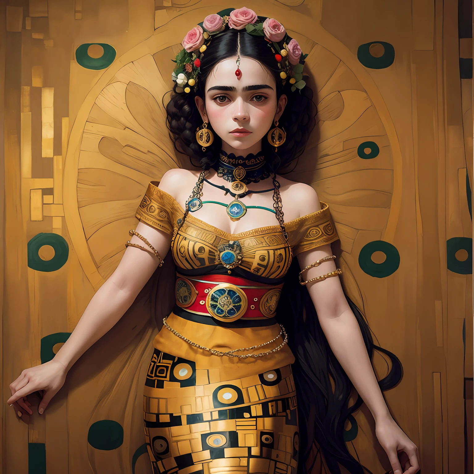 klimt in the style of Frida kahlo --auto