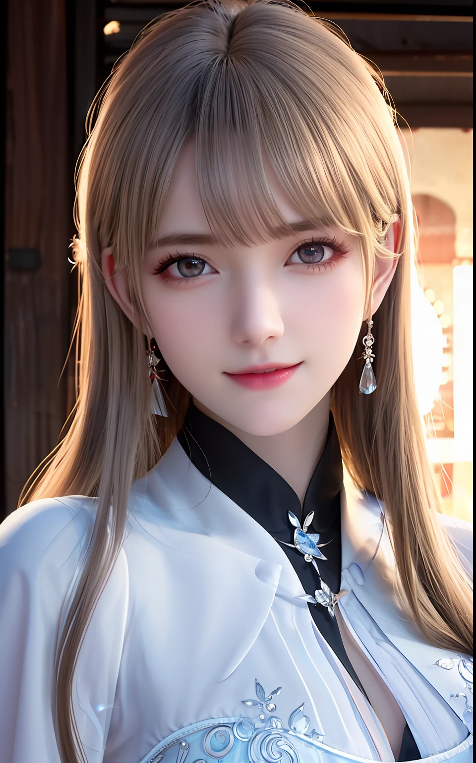 ulzzang -6500-v1.1, (Photorealsitic:1.4), animesque、anime styled、ssmile、portraitures、Beautiful, Moist pink eyes like crystal clear glass、Beautiful detailed woman, extremely detailed eye and face, Beautiful detailed eyes,  huge filesize, ultra-detailliert, hight resolution, ighly detailed, top-quality, ​masterpiece,  illustratio, ighly detailed, nffsw, unification, 8k wallpaper, splendid, finely detail, ​masterpiece, top-quality, Highly detailed ticker uniform 8K wallpaper, Light on the Face、电影灯光、19-year-old girl