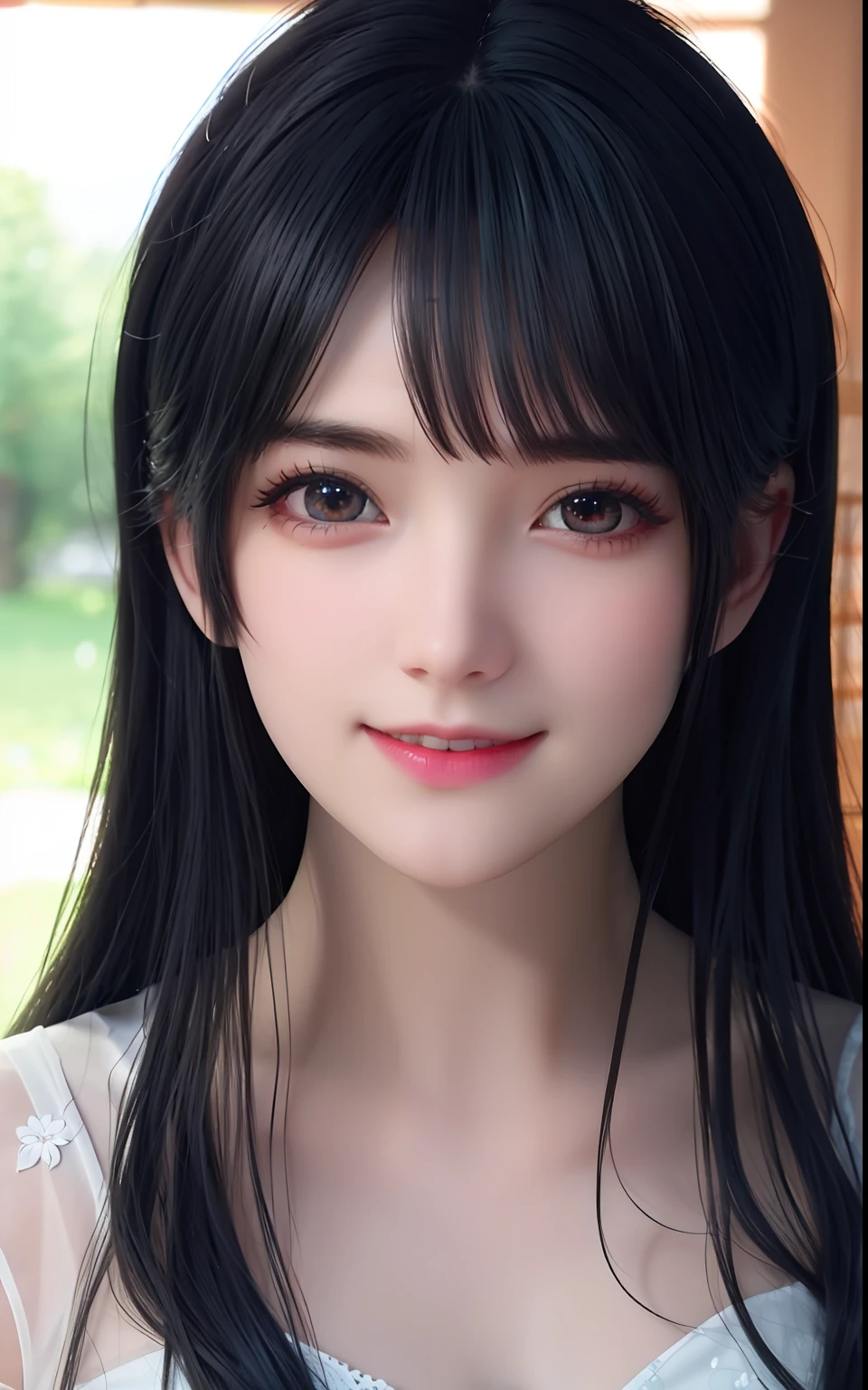 ulzzang -6500-v1.1, (Photorealsitic:1.4), animesque、anime styled、ssmile、portraitures、Beautiful, Moist pink eyes like crystal clear glass、Beautiful detailed woman, extremely detailed eye and face, Beautiful detailed eyes,  huge filesize, ultra-detailliert, hight resolution, ighly detailed, top-quality, ​masterpiece,  illustratio, ighly detailed, nffsw, unification, 8k wallpaper, splendid, finely detail, ​masterpiece, top-quality, Highly detailed ticker uniform 8K wallpaper, Light on the Face、电影灯光、19-year-old girl