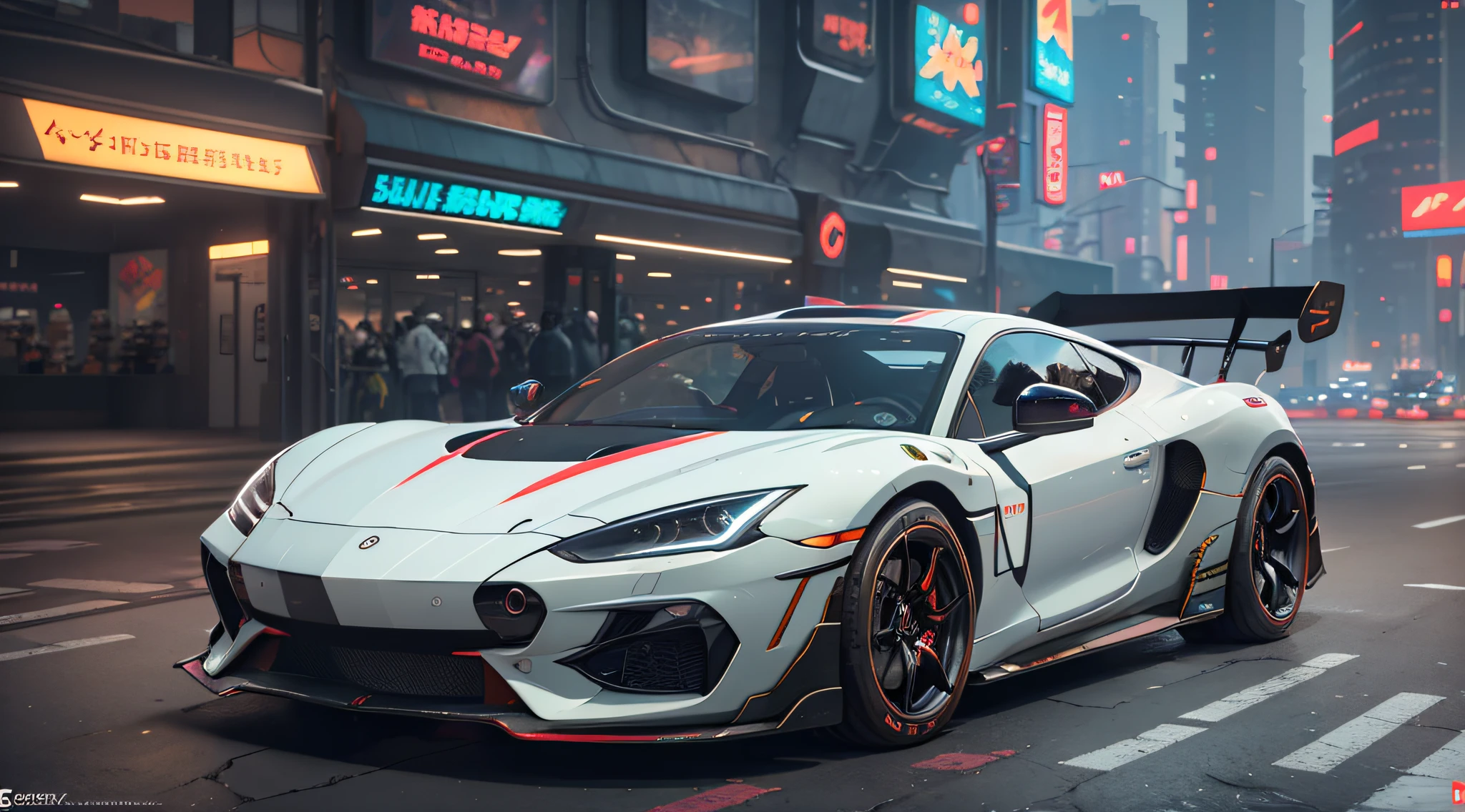 Photorealistic, ,Best quality,Masterpiece,Highly detailed,Ultra-detailed,Futuristic sports car for cyberpunk cities. 4K 3D Rendering Unreal Engine 5 Render with Blender and Octane Surrealist global illumination from photorealistic Greg Rutkowski Loish Raders Ferdinand Naboo Makoto Shinkai Tako Trends on CGhSociety
