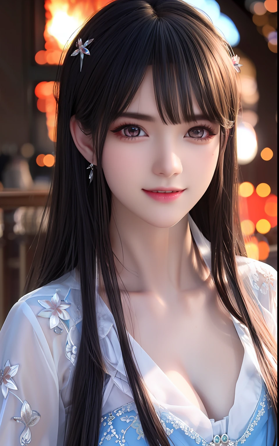 ulzzang -6500-v1.1, (Photorealsitic:1.4), animesque、anime styled、ssmile、portraitures、Beautiful, Moist pink eyes like crystal clear glass、Beautiful detailed woman, extremely detailed eye and face, Beautiful detailed eyes,  huge filesize, ultra-detailliert, hight resolution, ighly detailed, top-quality, ​masterpiece,  illustratio, ighly detailed, nffsw, unification, 8k wallpaper, splendid, finely detail, ​masterpiece, top-quality, Highly detailed ticker uniform 8K wallpaper, Light on the Face、电影灯光、19-year-old girl
