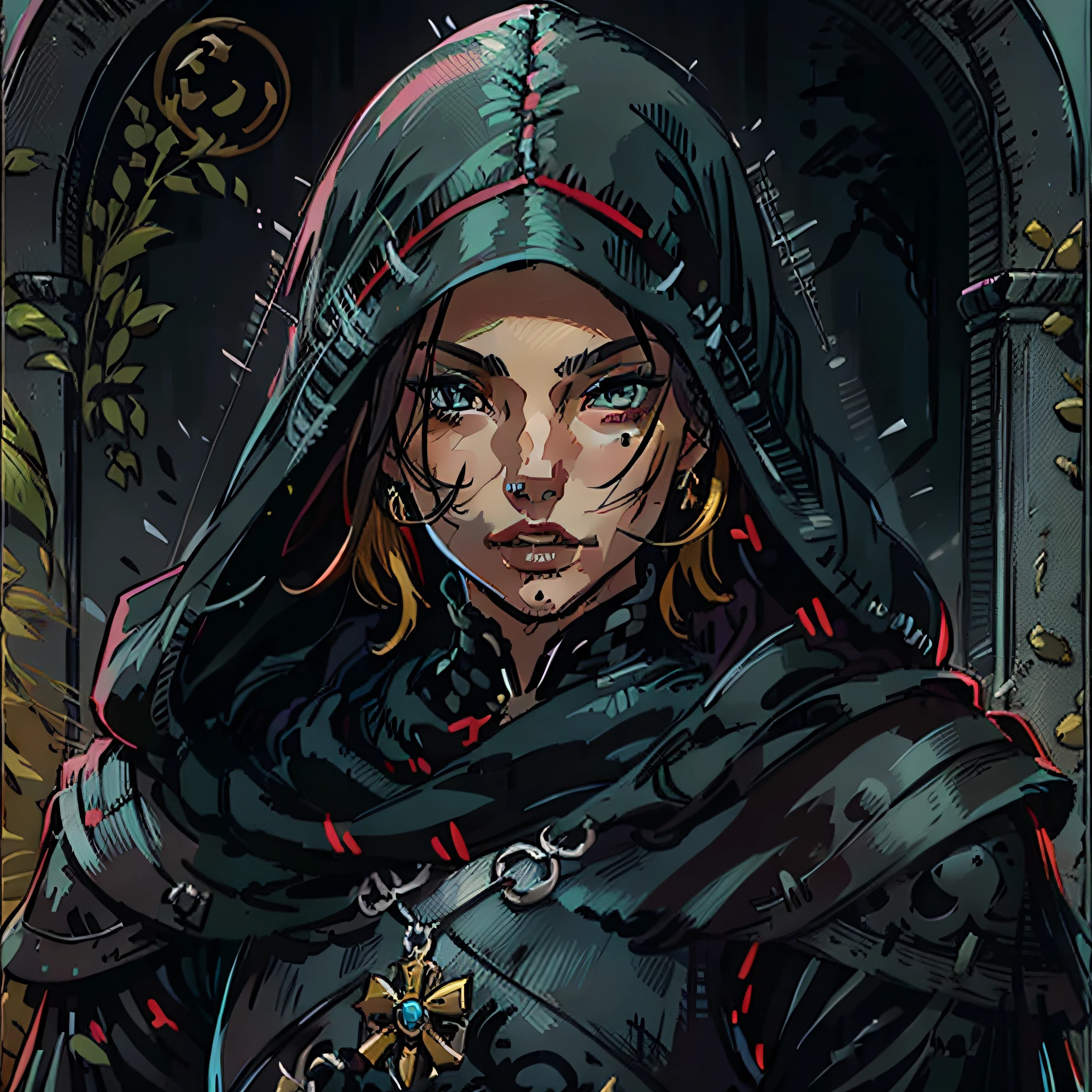 natalie portman look a like, assassin, black clothes, rpg character, medieval fantasy, close up portrait, sexy, female